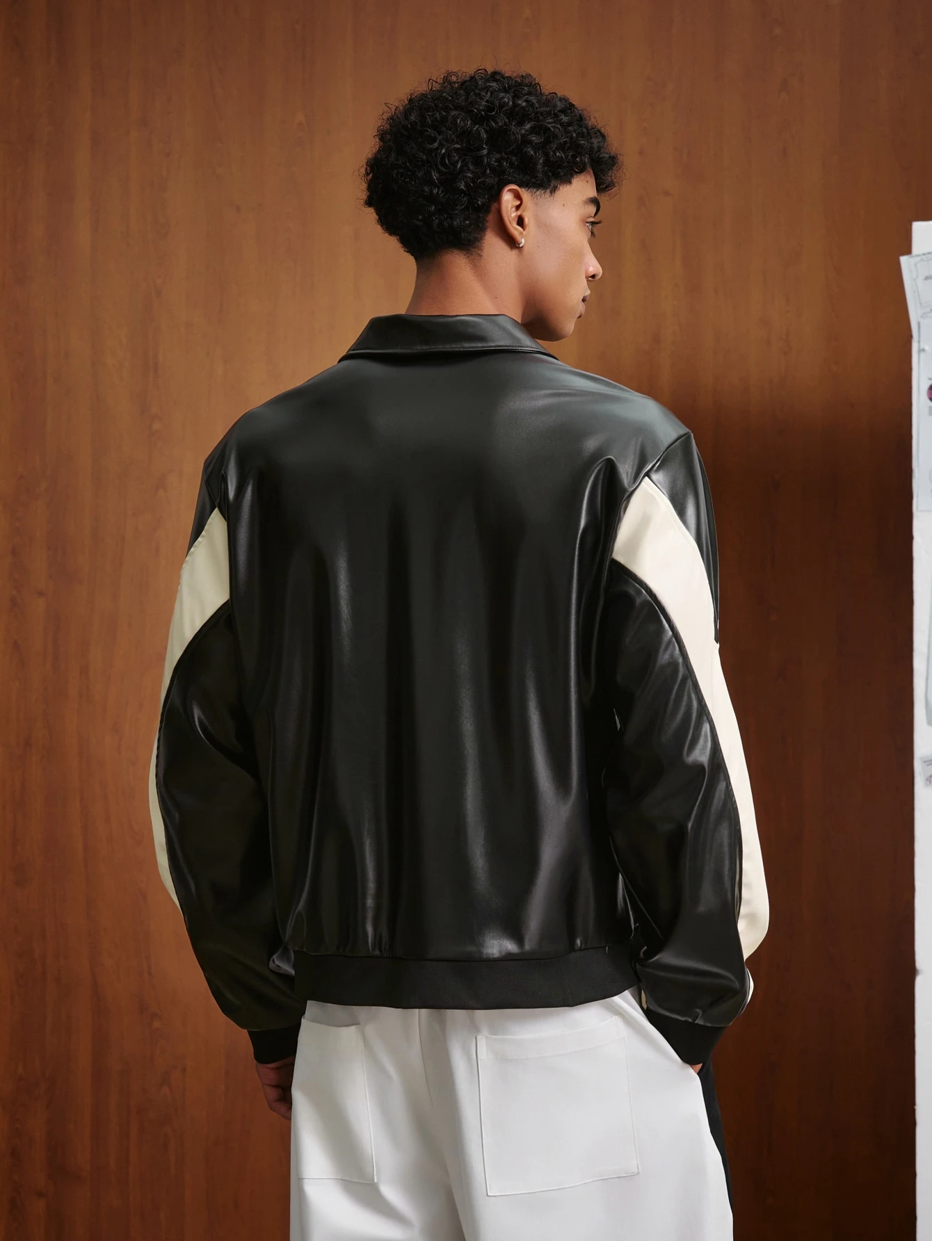 Manfinity Roghcode Veste de sport décontractée imprimée blanche pour hommes, tissu PU, — vue 10