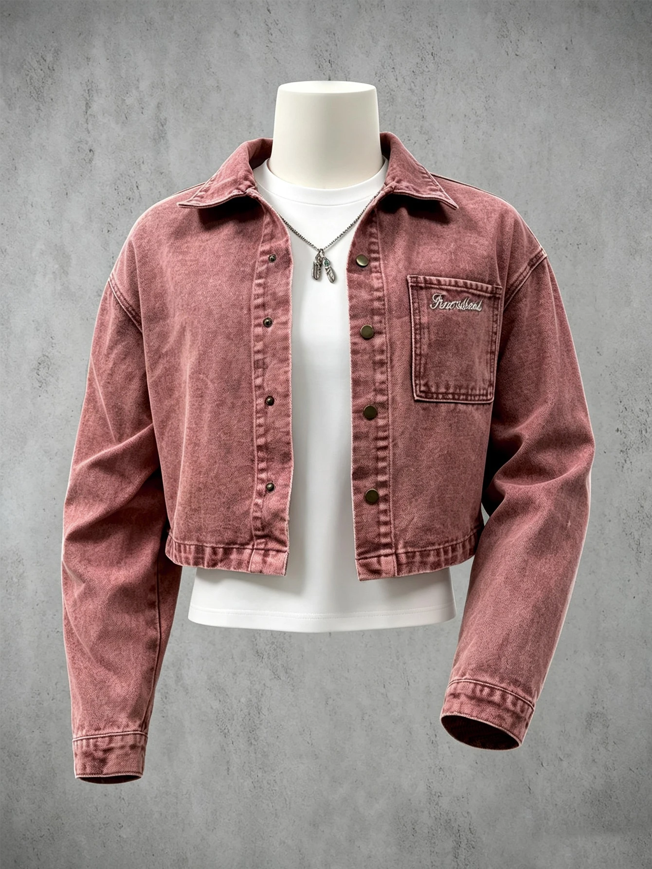 Manfinity Denimwave Veste en jean décontractée à manches longues et à épaules tombantes, — vue 3