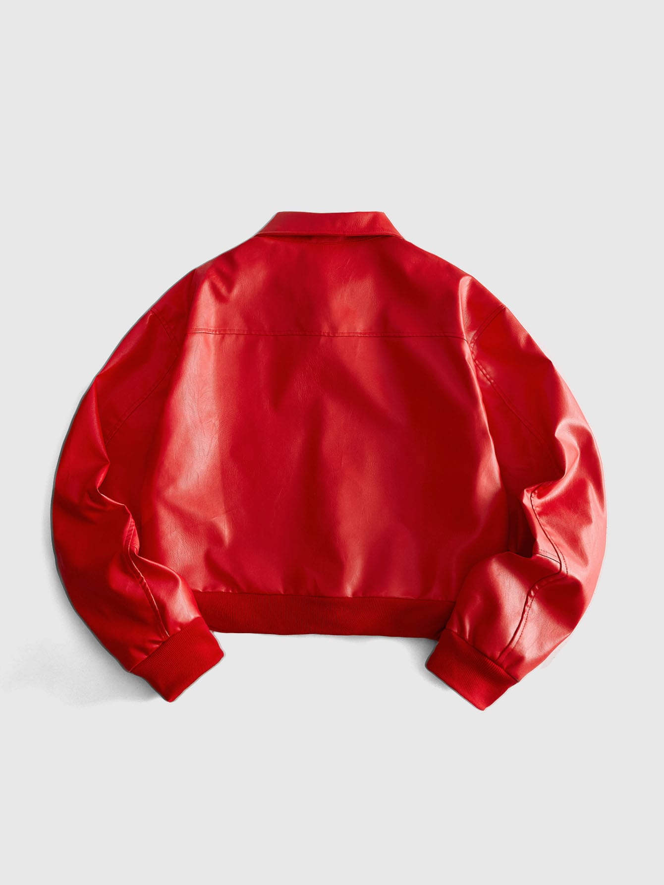 ROMWE MEN Street Life Veste à manches longues en matériau PU avec poche zippée pour hommes — vue 4