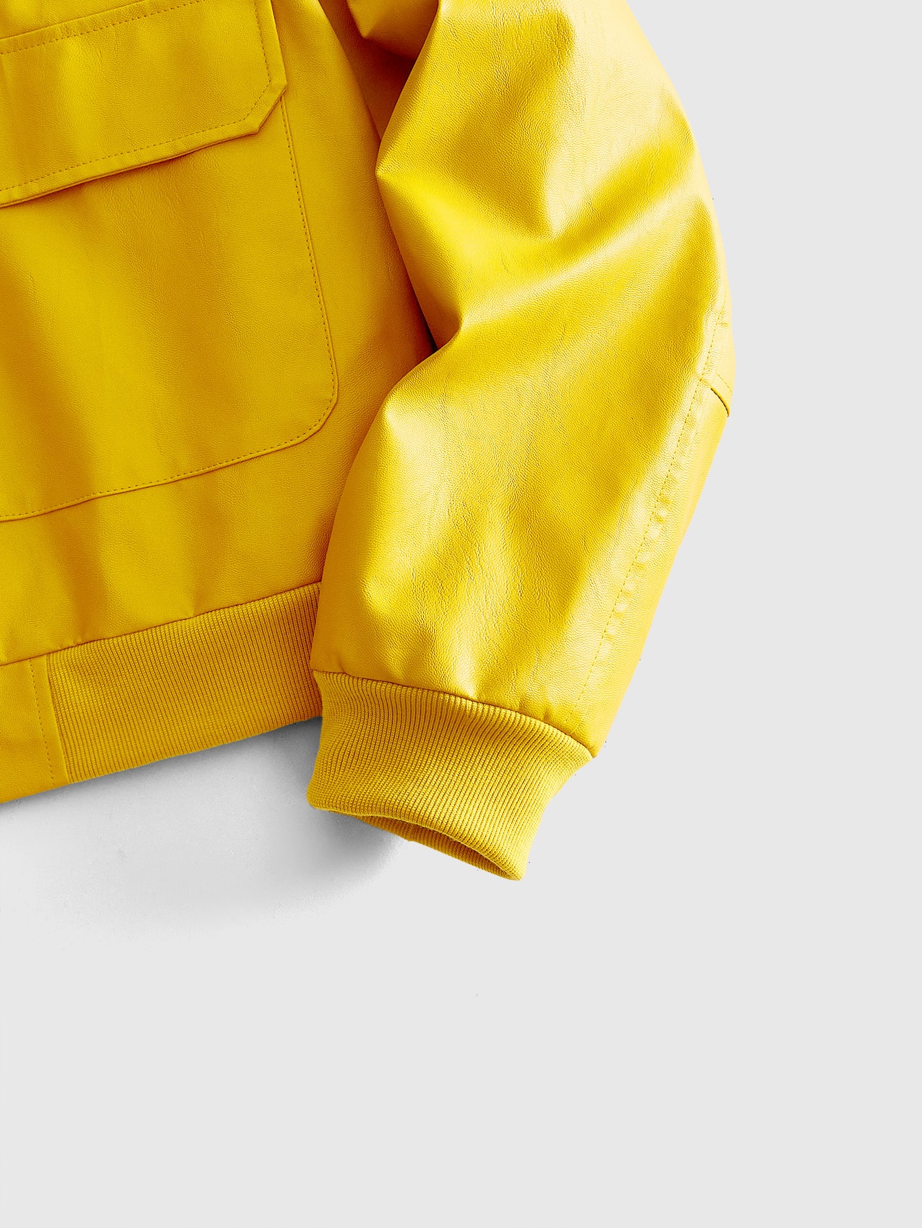 ROMWE MEN Street Life Veste à manches longues en matériau PU avec poche zippée pour hommes — vue 12