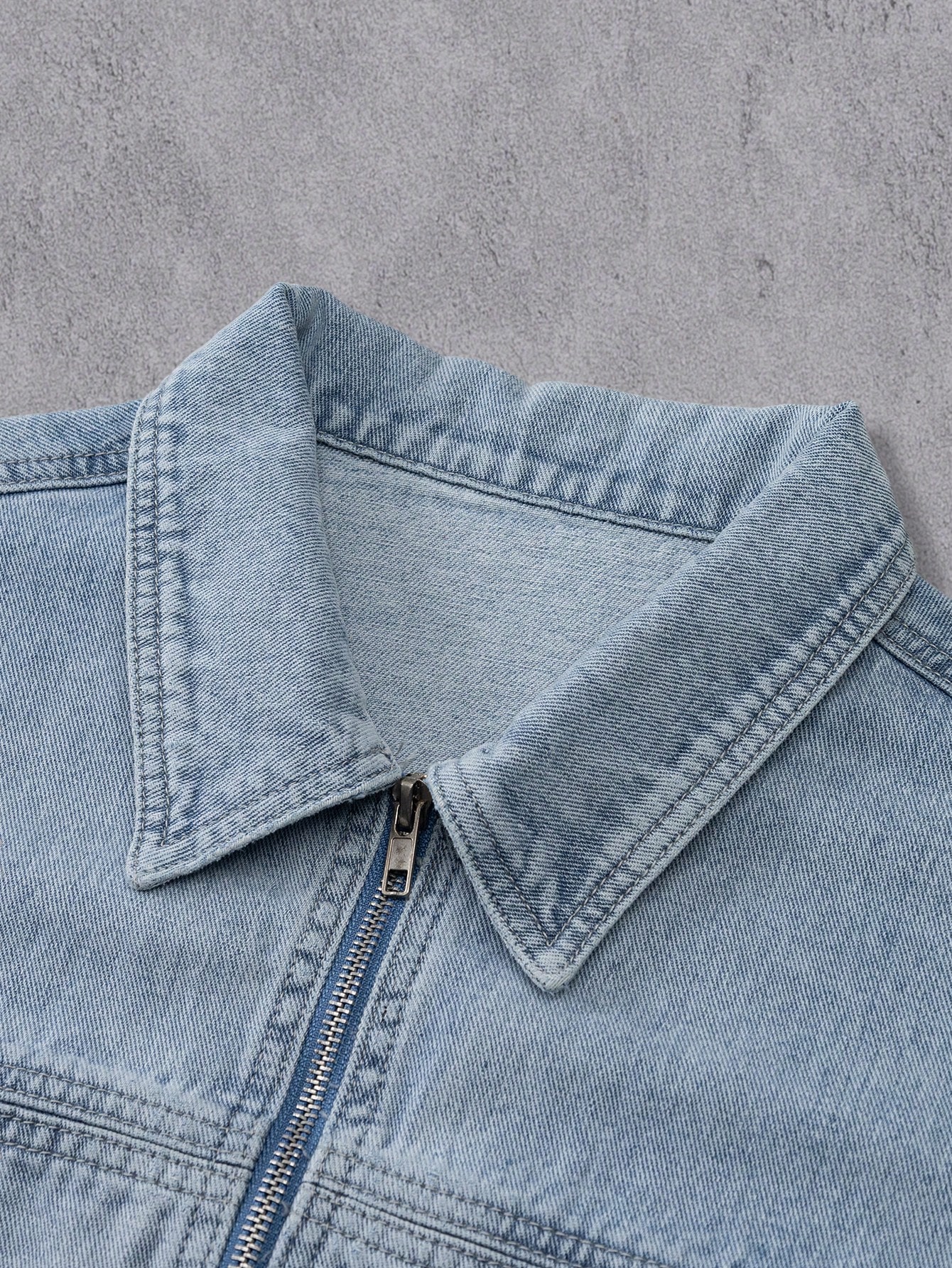 Manfinity Denimwave Veste en jean décontractée à manches longues et à épaules tombantes, — vue 10