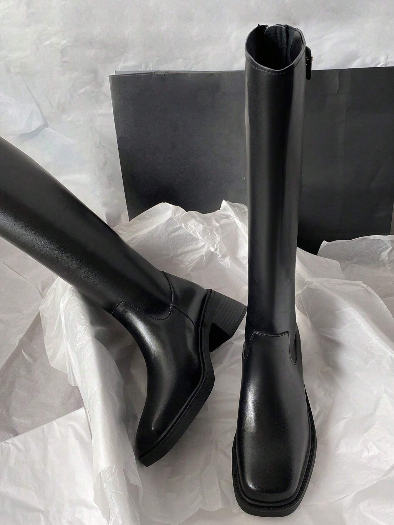 Bottes de cavalière mi-talon nouvelle collection Automne/Hiver, bottes hautes pour femmes — vue 5