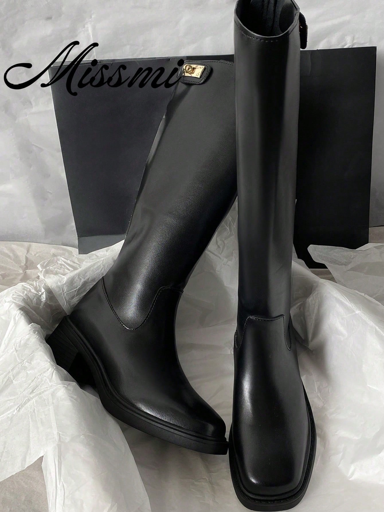 Bottes de cavalière mi-talon nouvelle collection Automne/Hiver, bottes hautes pour femmes