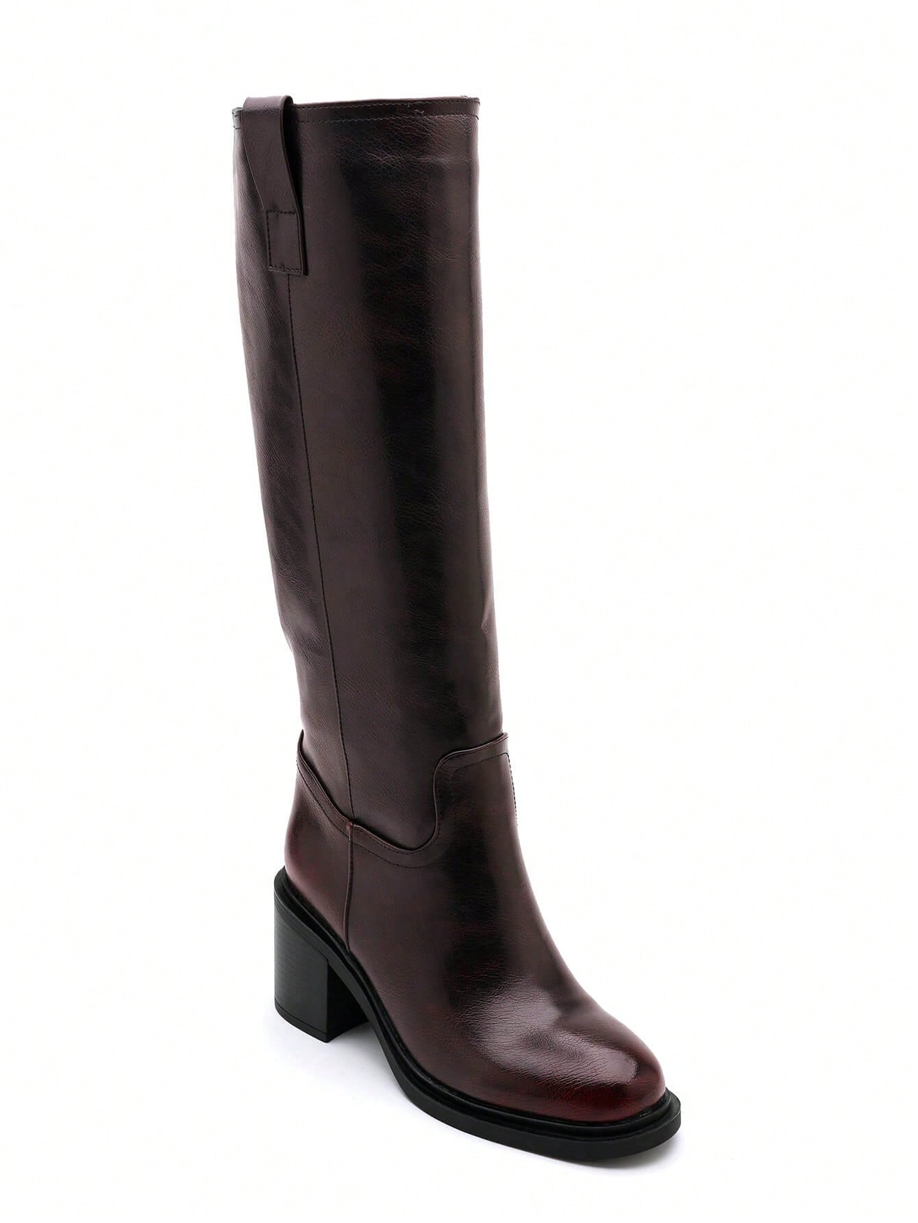 Bottes à tige haute à bout pointu micro avec talon bloc robuste, élégantes et confortables — vue 3