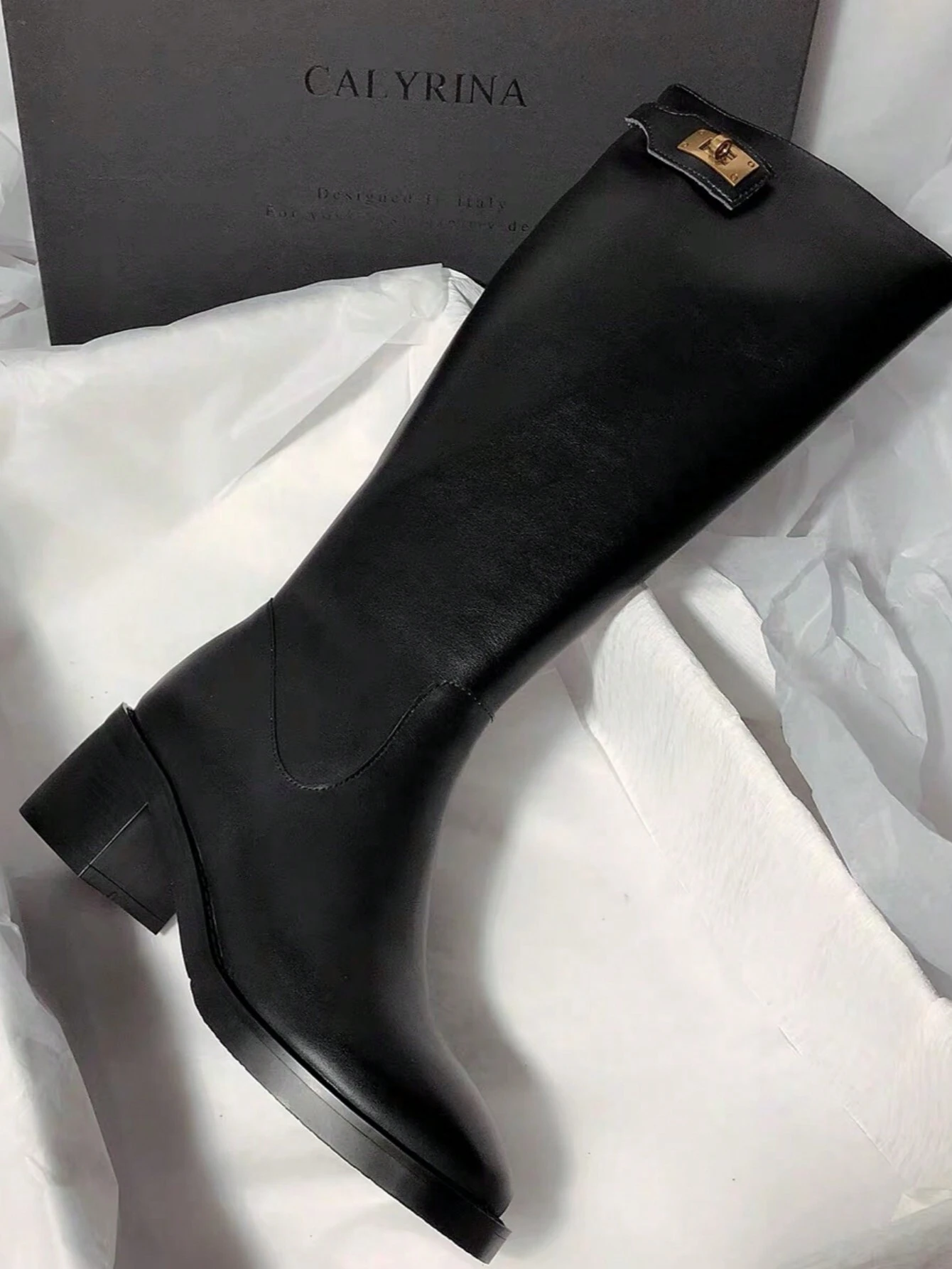 Bottes de cavalière mi-talon nouvelle collection Automne/Hiver, bottes hautes pour femmes — vue 9