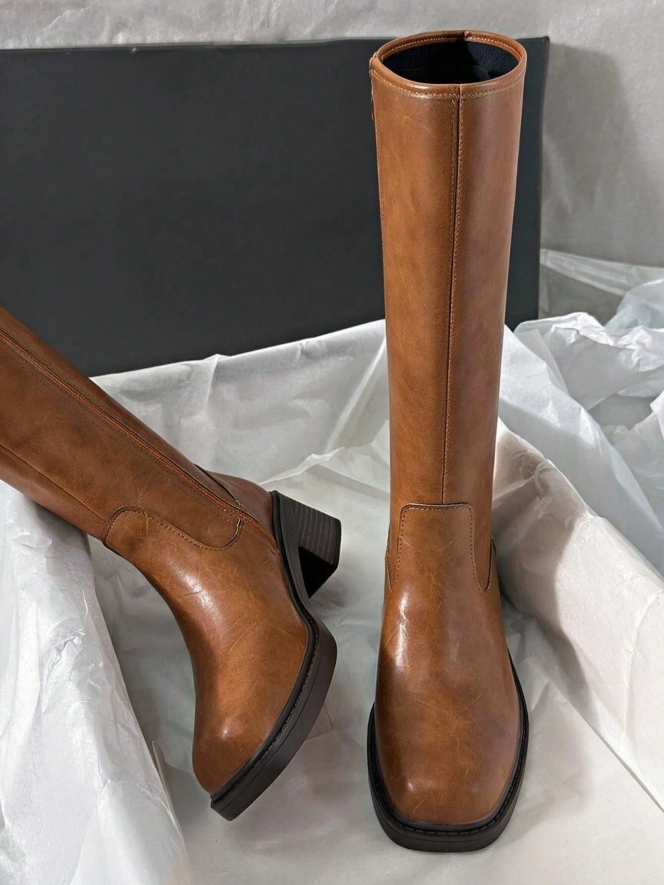 Bottes de cavalière mi-talon nouvelle collection Automne/Hiver, bottes hautes pour femmes — vue 8