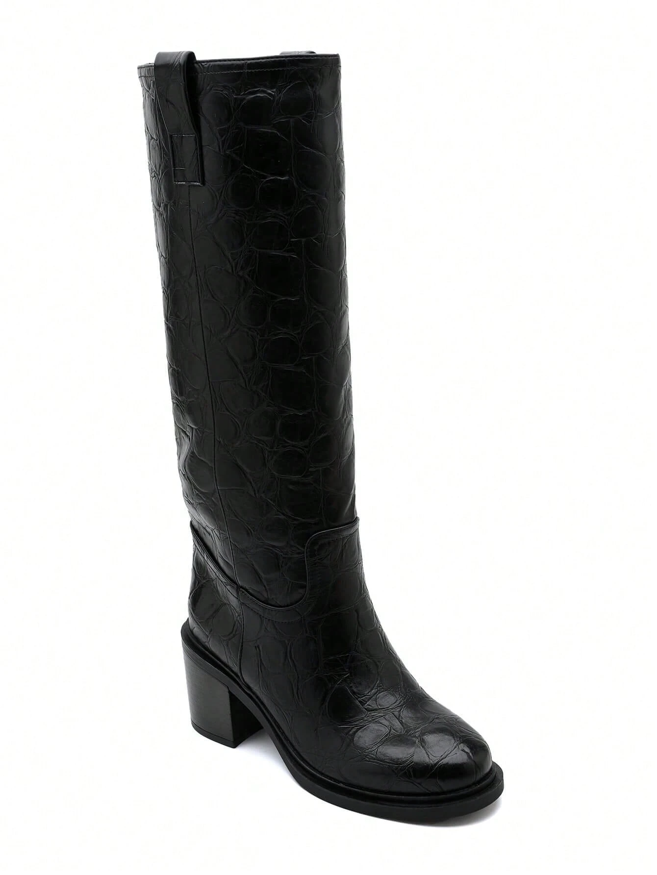 Bottes à tige haute à bout pointu micro avec talon bloc robuste, élégantes et confortables — vue 12