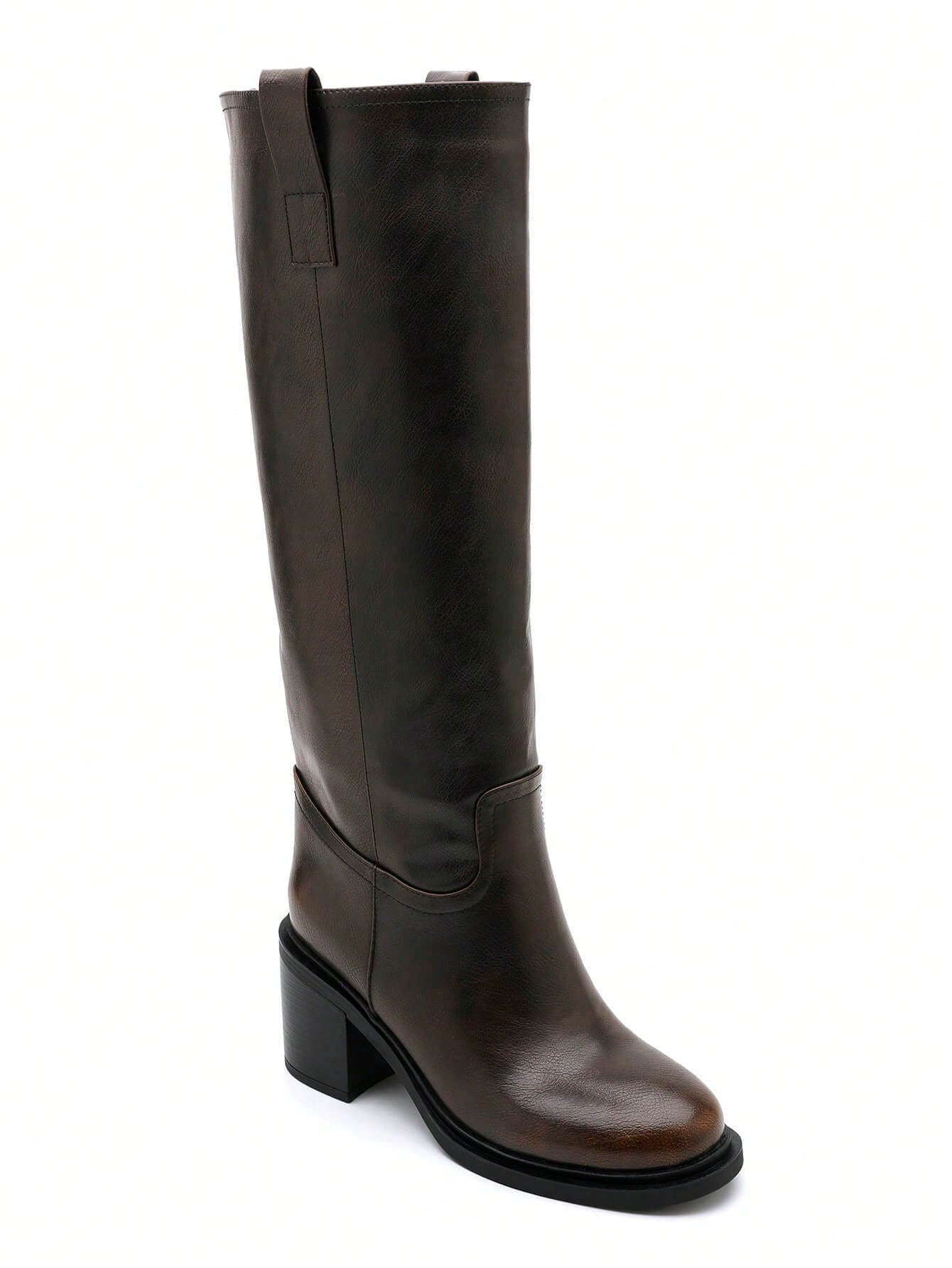 Bottes à tige haute à bout pointu micro avec talon bloc robuste, élégantes et confortables — vue 10