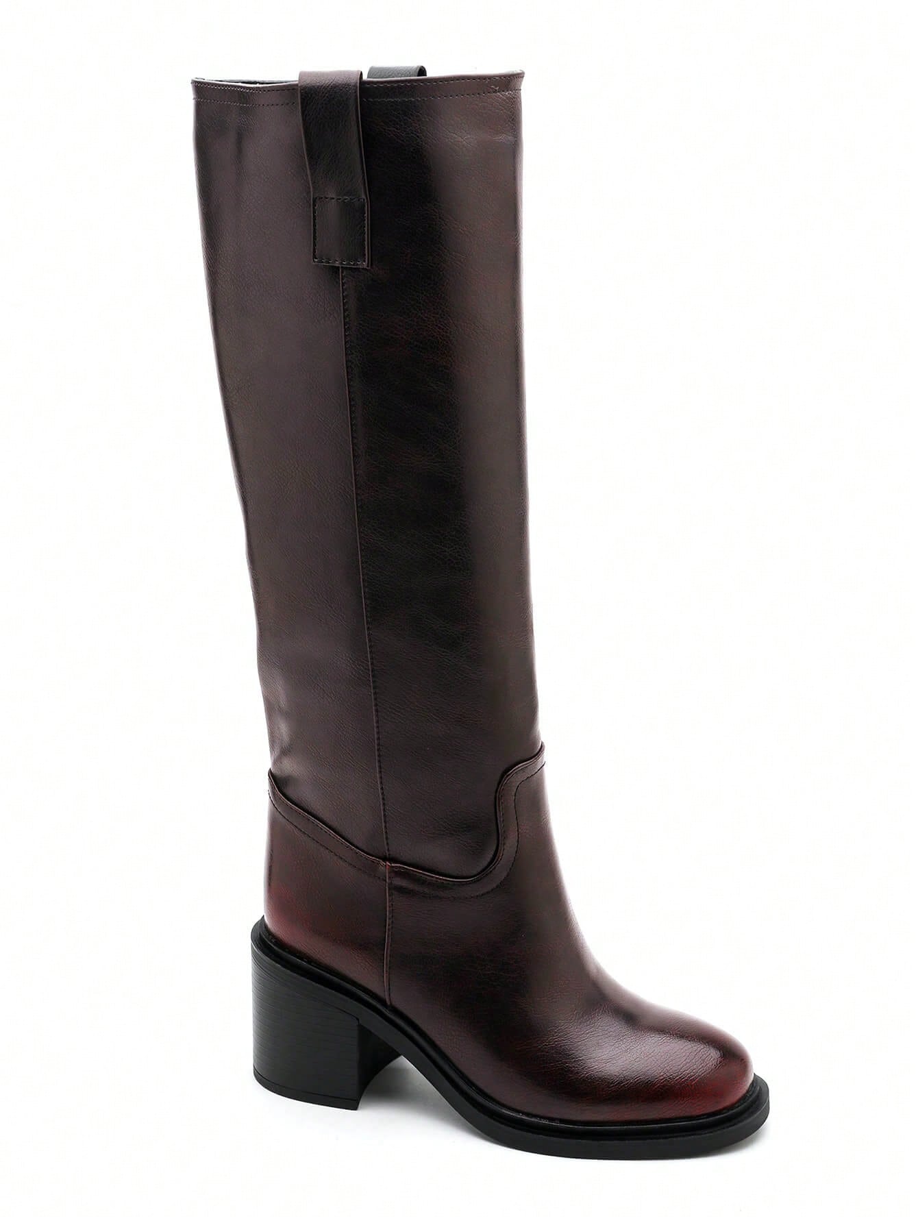Bottes à tige haute à bout pointu micro avec talon bloc robuste, élégantes et confortables — vue 11