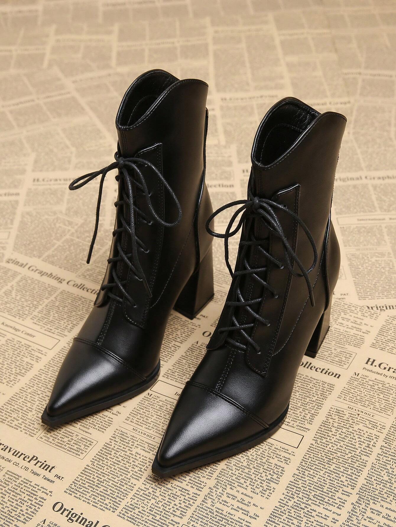 2026 Automne Nouvelles Bottes Élégantes à Lacets pour Femmes Marron Café, Bottines à — vue 4