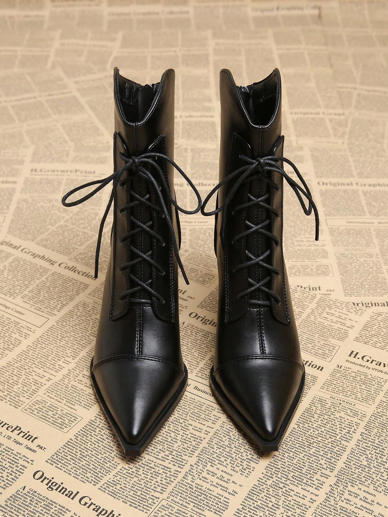2026 Automne Nouvelles Bottes Élégantes à Lacets pour Femmes Marron Café, Bottines à — vue 6
