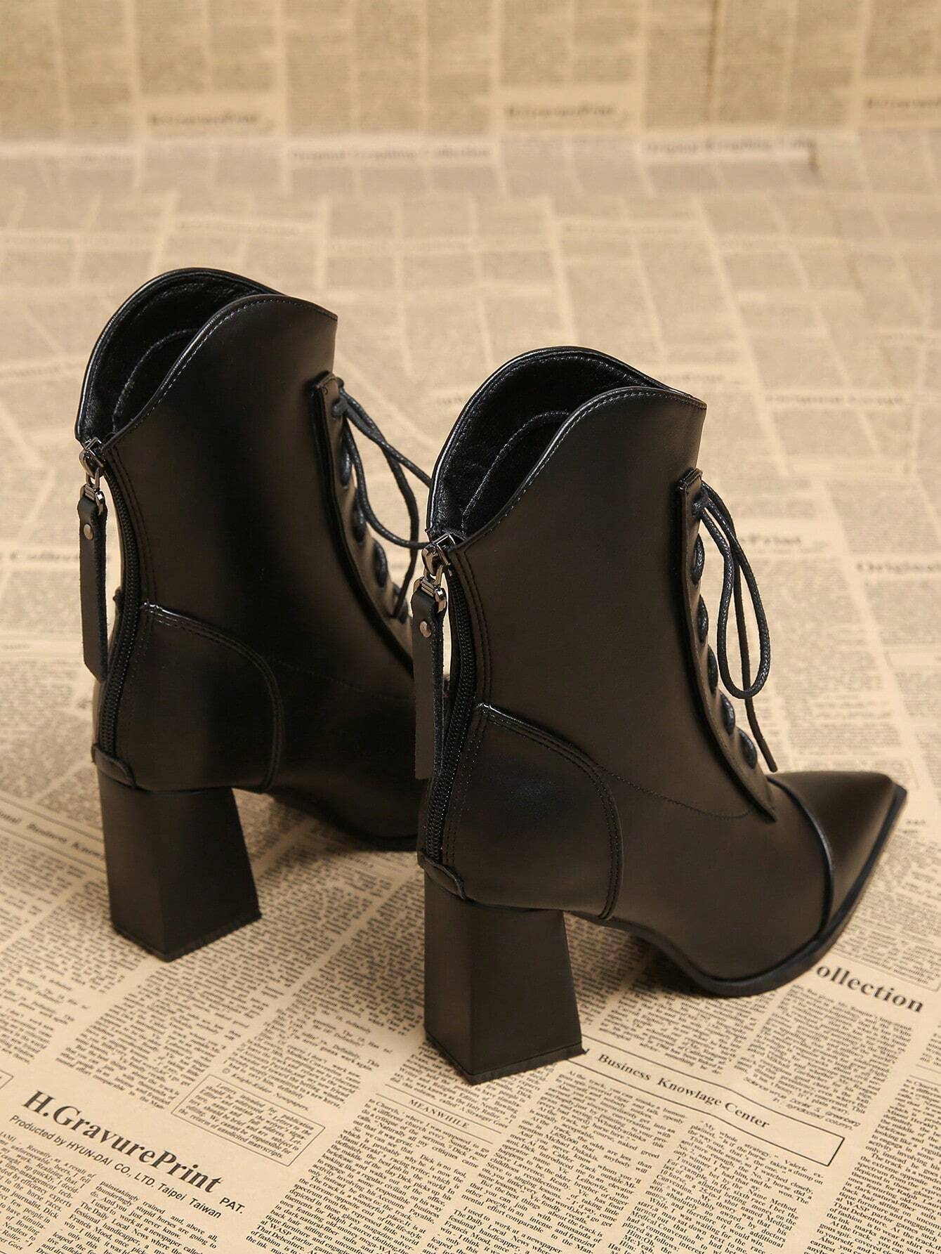 2026 Automne Nouvelles Bottes Élégantes à Lacets pour Femmes Marron Café, Bottines à — vue 10