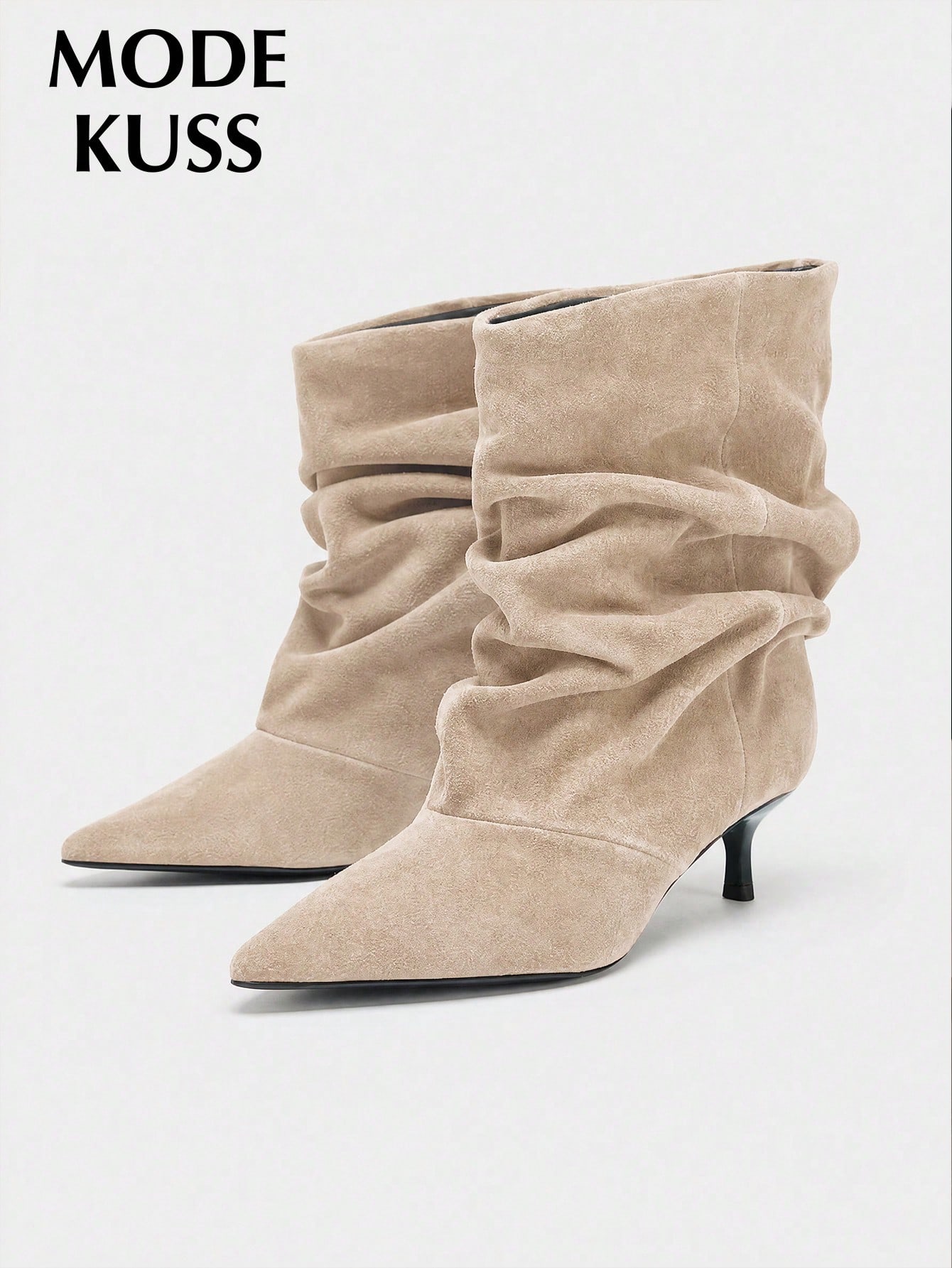 Nouvelles bottines à talons aiguilles pointus empilés et froncés, mode minimaliste — vue 6
