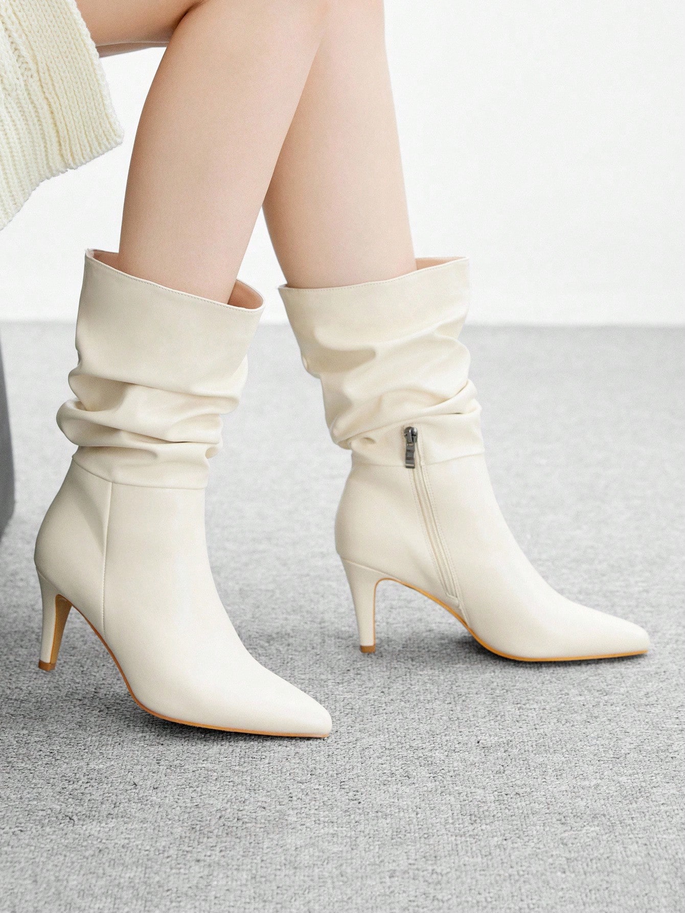 CUCCOO BIZCHIC Chaussures pour femmes à talons aiguilles pointus abricot, bottes courtes — vue 5