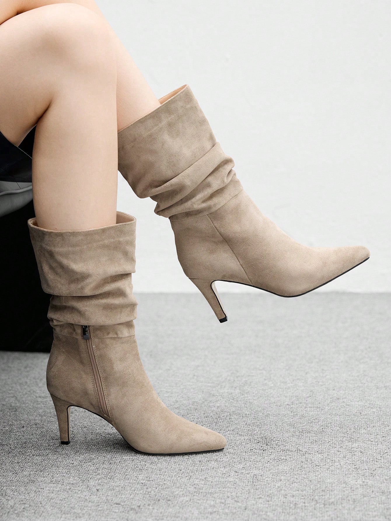 CUCCOO BIZCHIC Chaussures pour femmes à talons aiguilles pointus abricot, bottes courtes — vue 3
