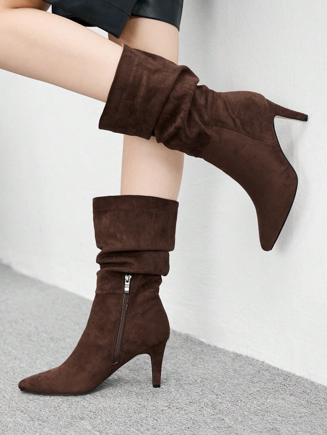 CUCCOO BIZCHIC Chaussures pour femmes à talons aiguilles pointus abricot, bottes courtes — vue 6