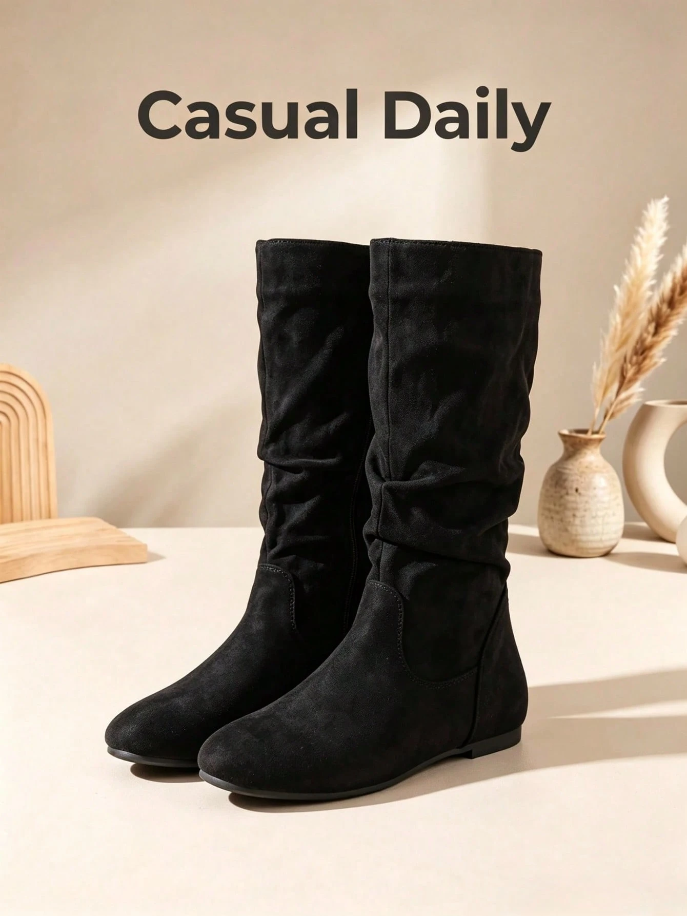 Bottes hautes pour femmes multicolores élégantes de niche avec fronces, talon bas — vue 5