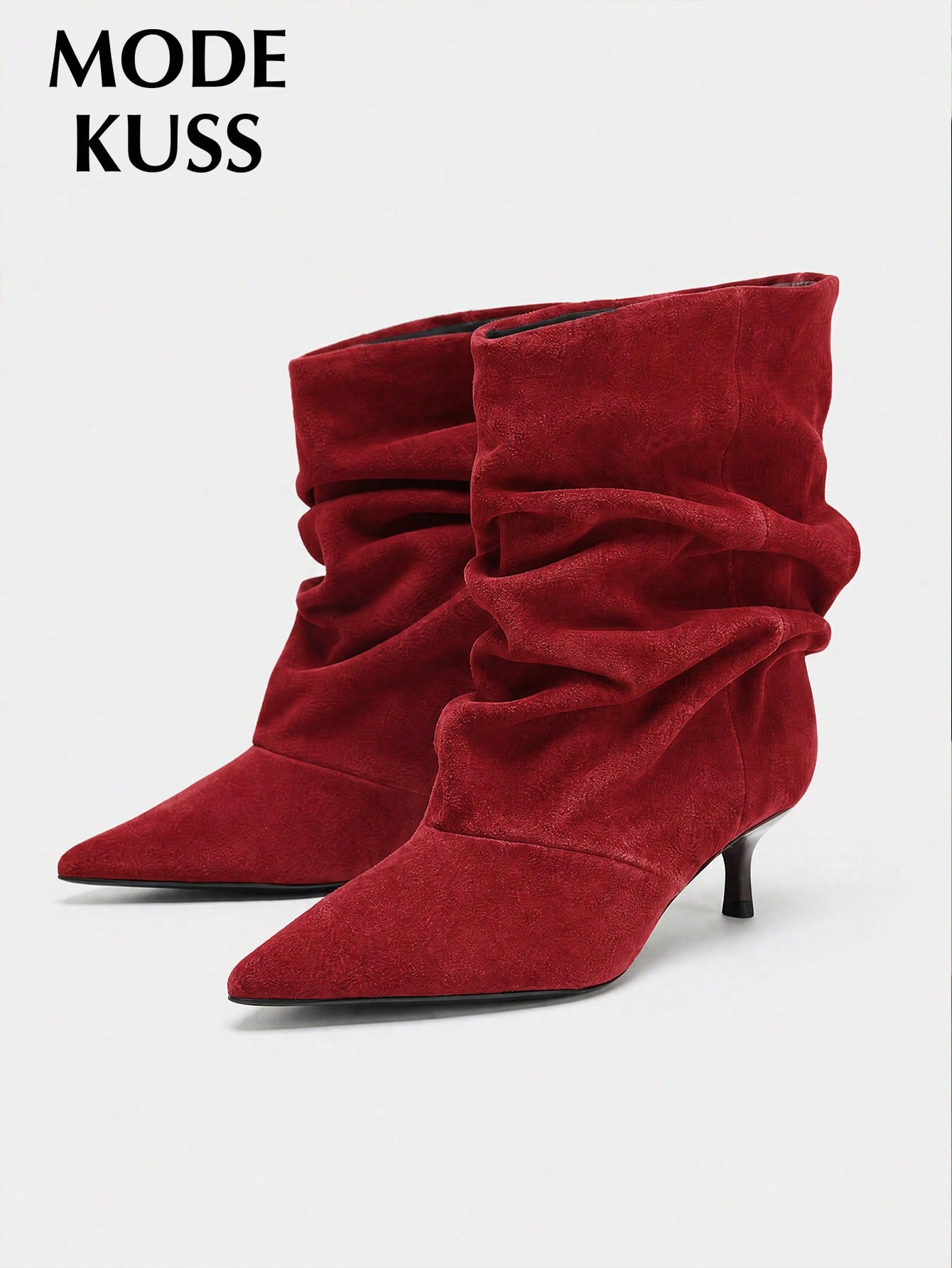 Nouvelles bottines à talons aiguilles pointus empilés et froncés, mode minimaliste — vue 8