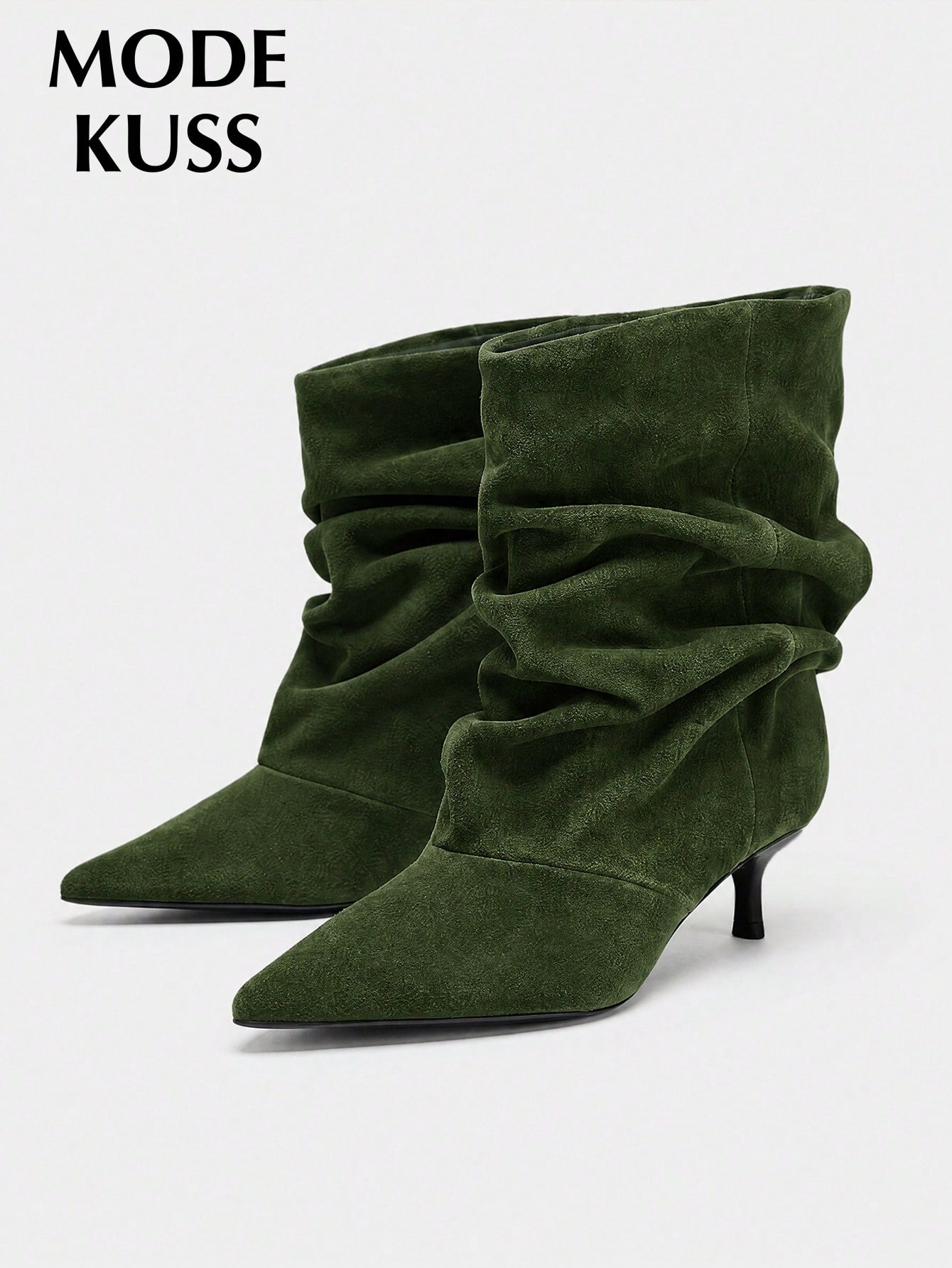Nouvelles bottines à talons aiguilles pointus empilés et froncés, mode minimaliste — vue 9