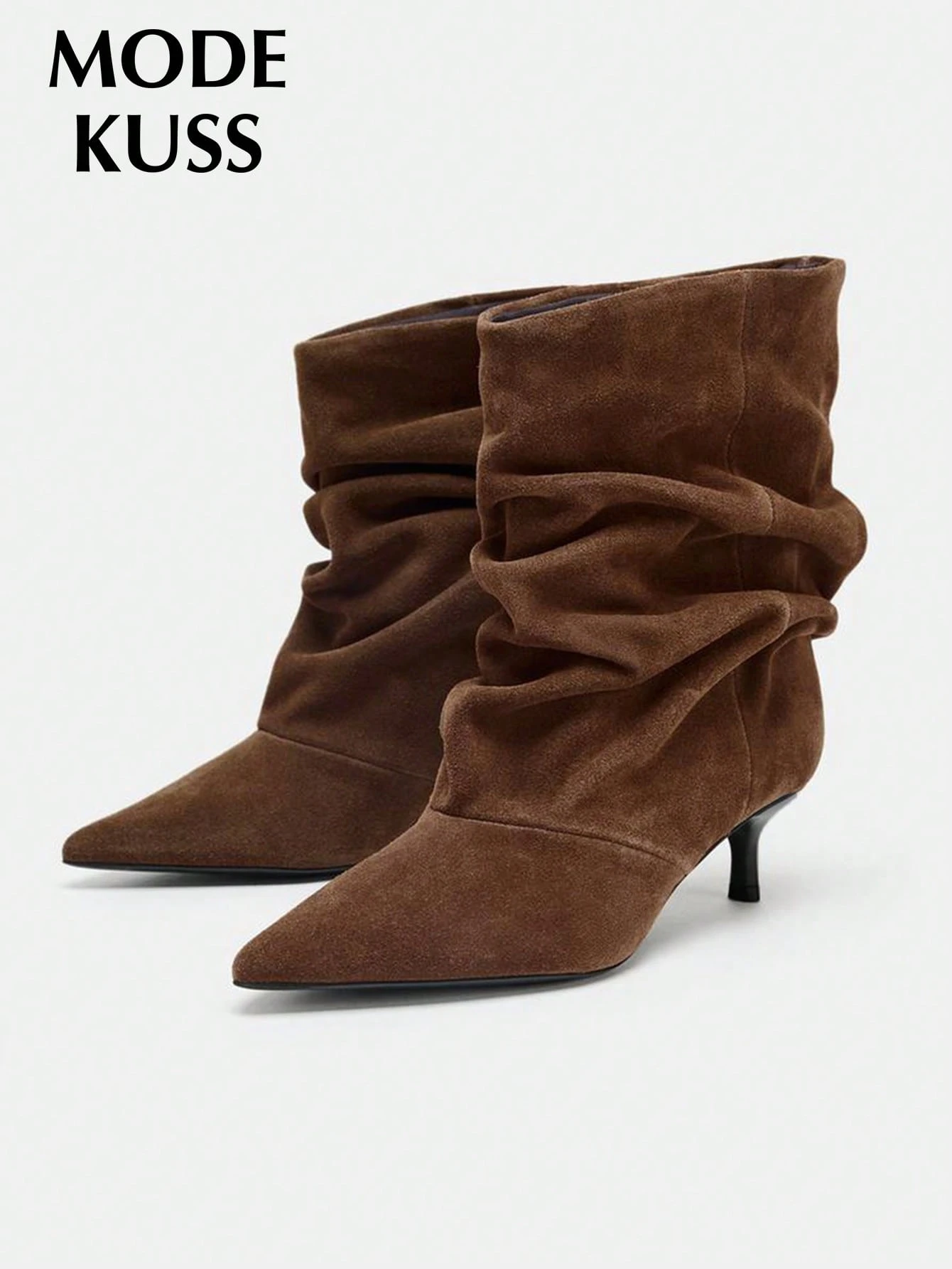 Nouvelles bottines à talons aiguilles pointus empilés et froncés, mode minimaliste — vue 10