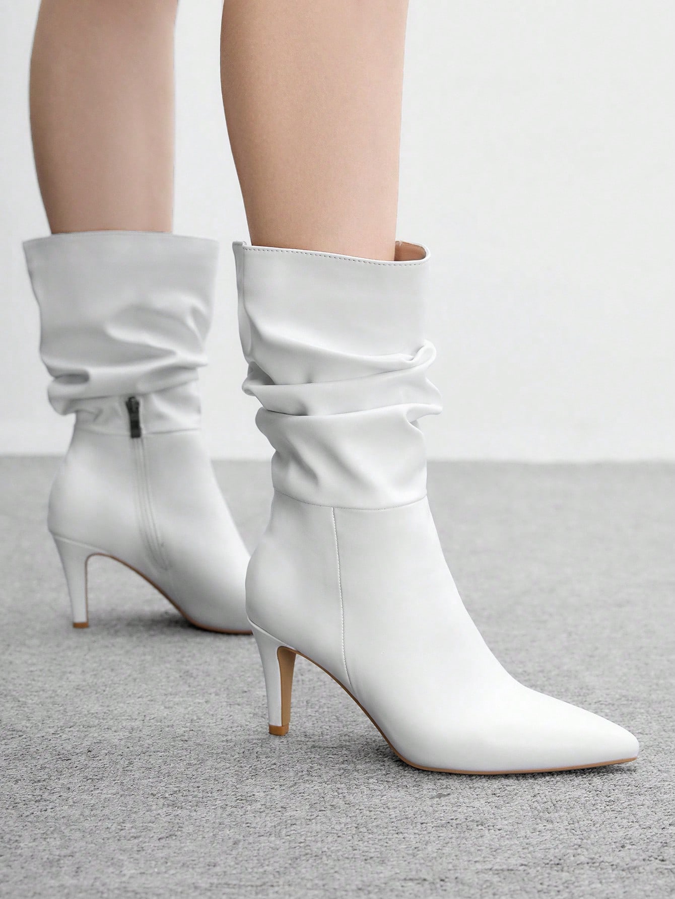 CUCCOO BIZCHIC Chaussures pour femmes à talons aiguilles pointus abricot, bottes courtes — vue 8