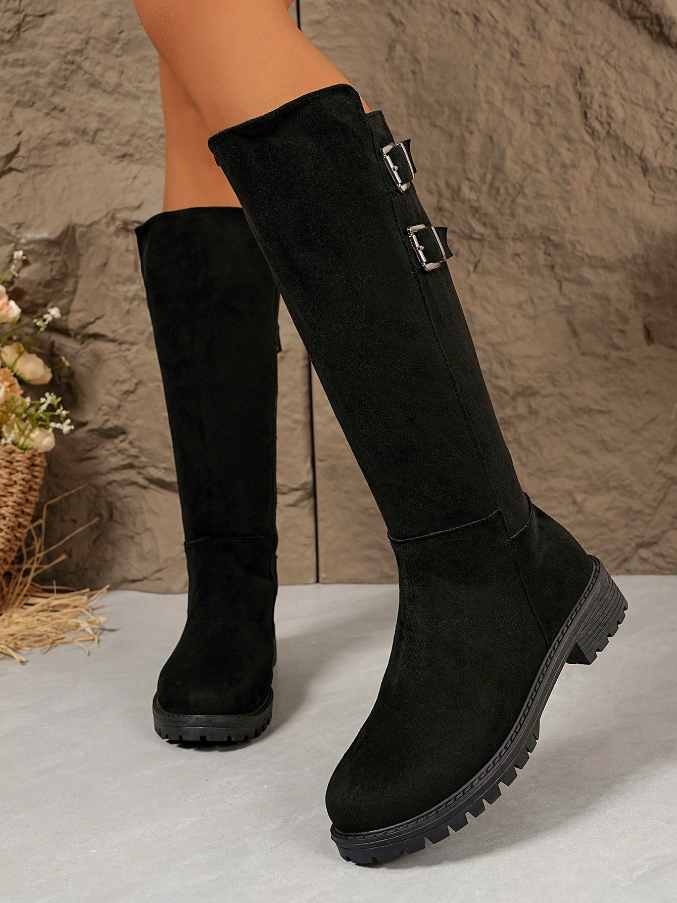 WTKMRSSTEP 1 paire de bottes de cavalière hautes rétro pour femmes avec semelle épaisse, — vue 8