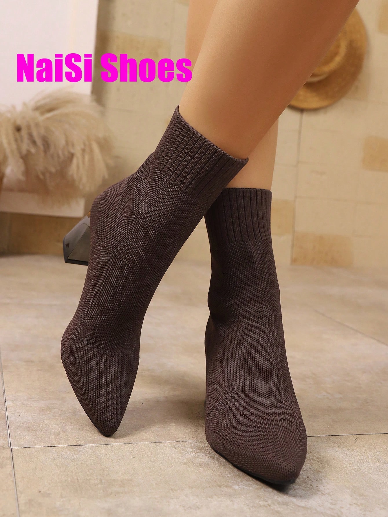 Nouvelles bottes élégantes à talon épais, bottes à bout pointu, bottes de printemps, — vue 7