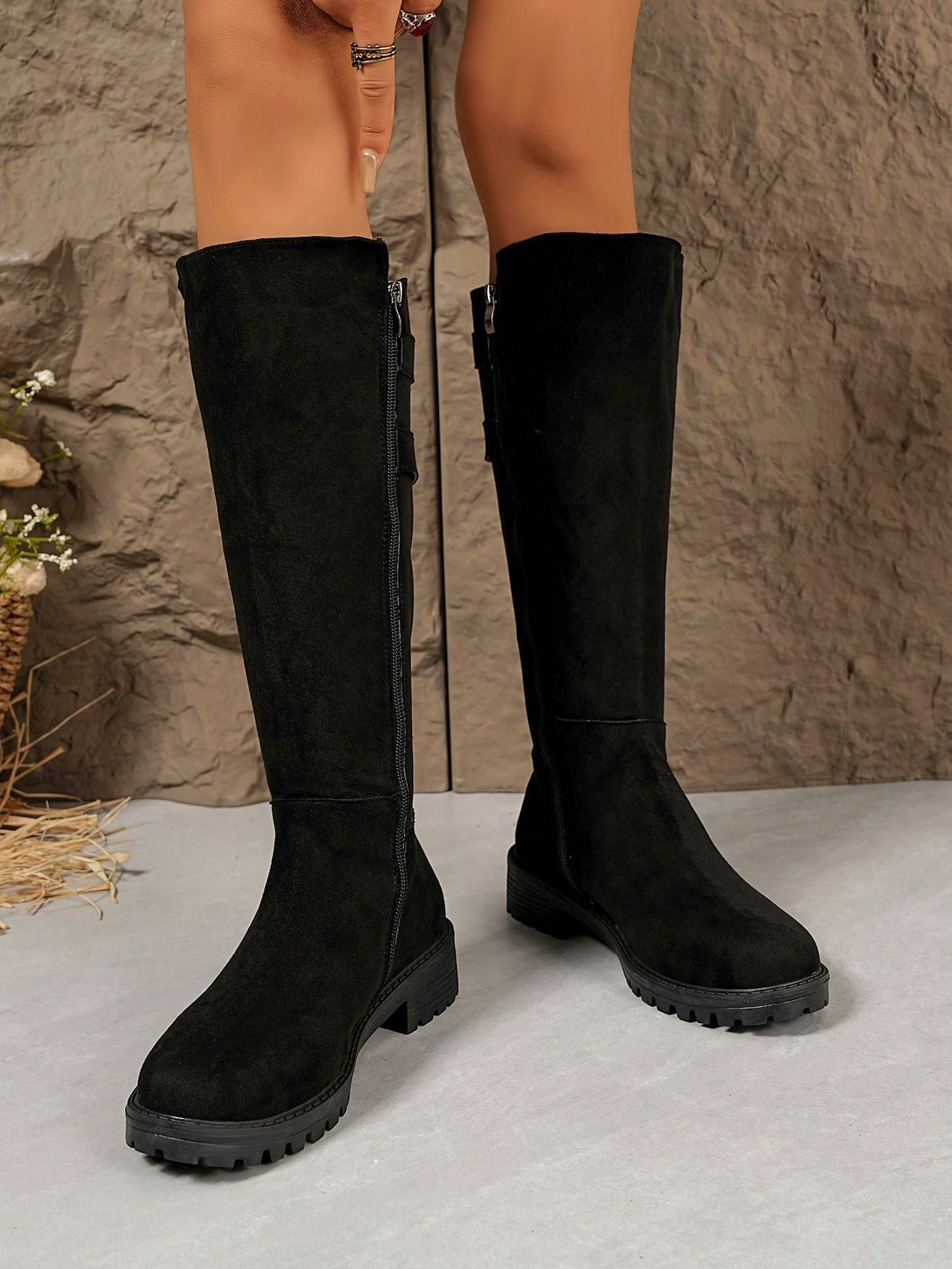 WTKMRSSTEP 1 paire de bottes de cavalière hautes rétro pour femmes avec semelle épaisse, — vue 11
