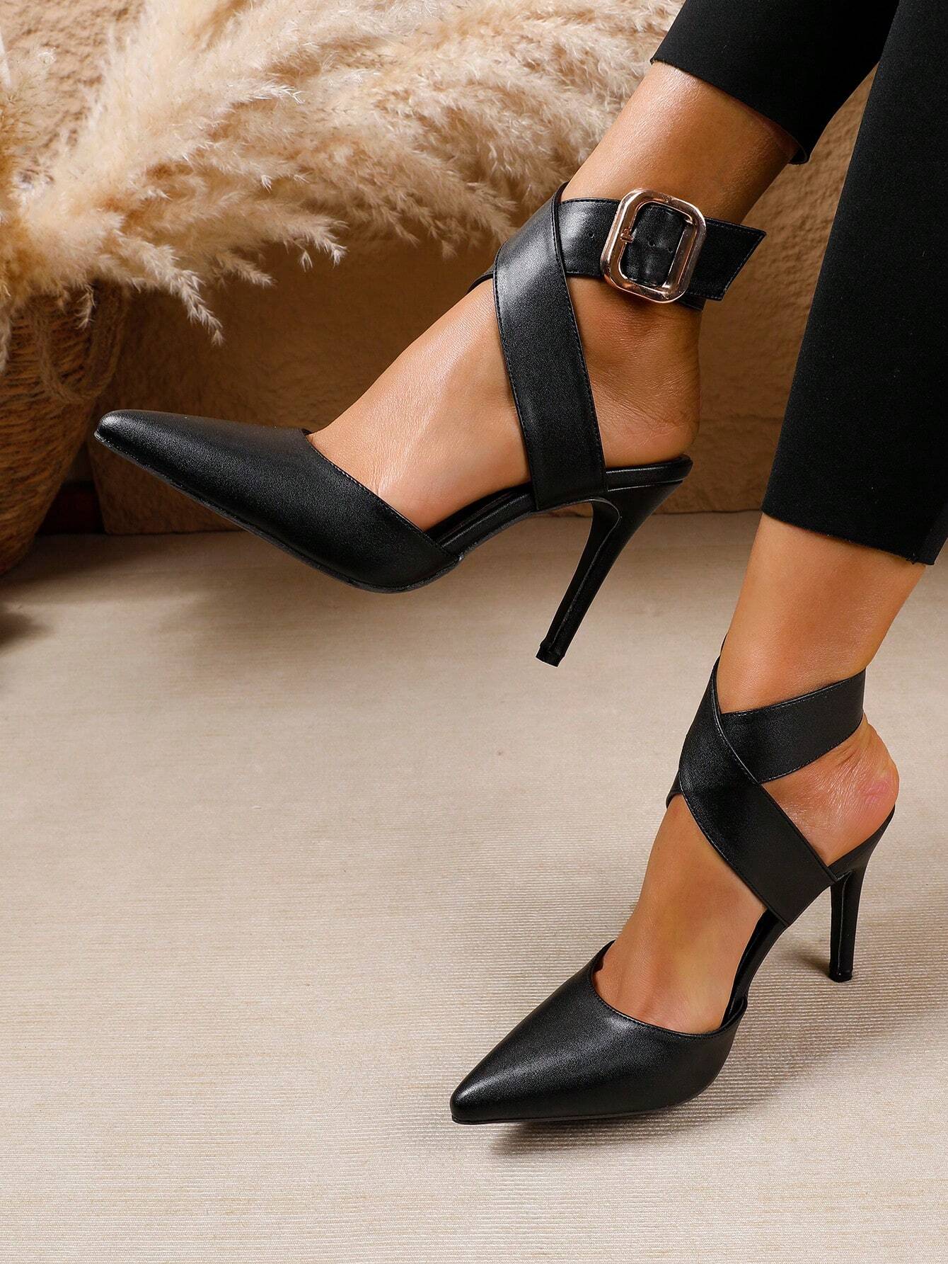 Escarpins à talons aiguilles et bout pointu, sans dos, mode champagne/noir/blanc, talons