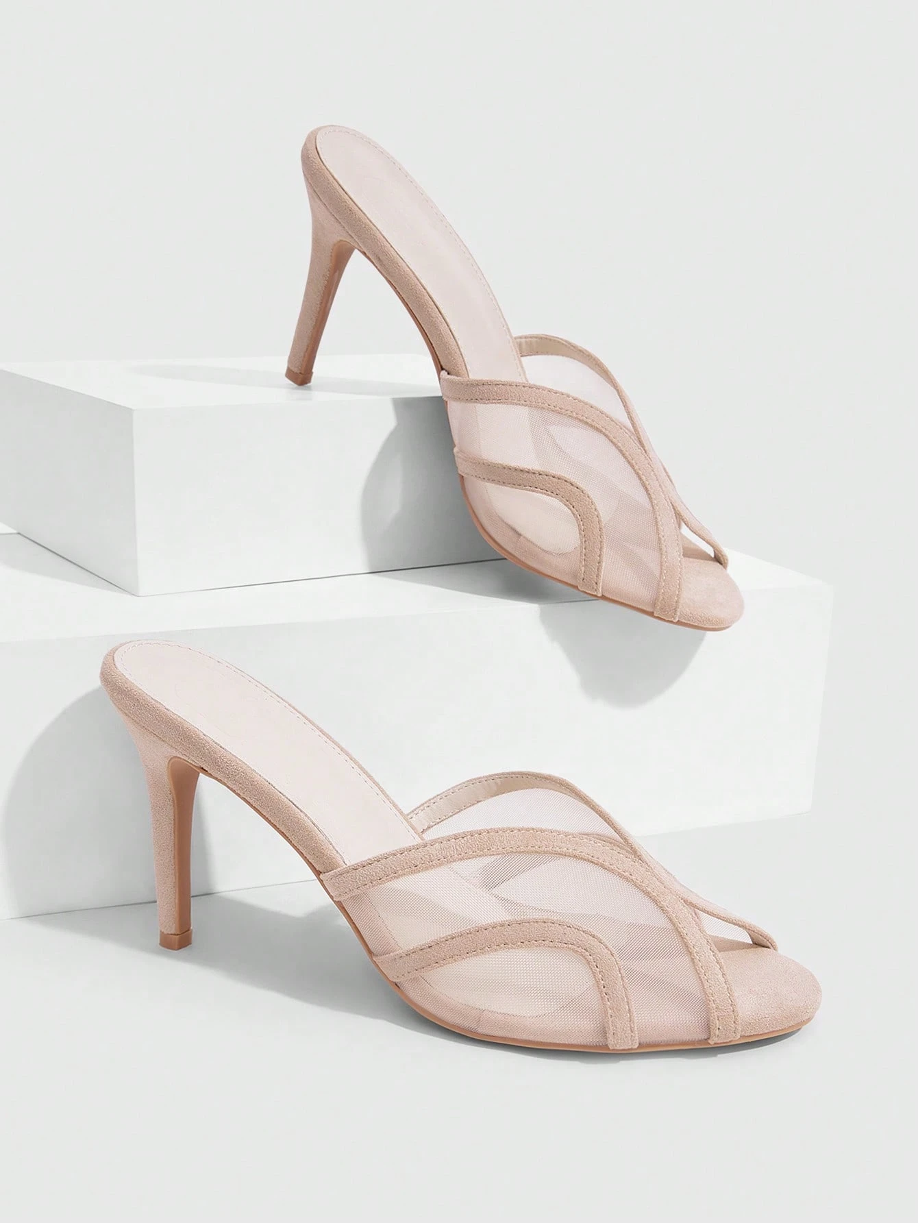 CUCCOO SZL Sandales à talons stilettos confortables en maille et patchwork de PU pour — vue 2
