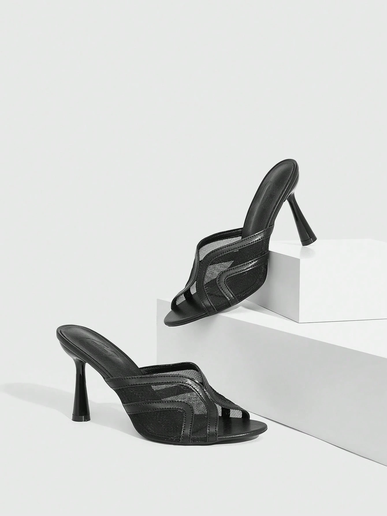 CUCCOO SZL Sandales à talons stilettos confortables en maille et patchwork de PU pour — vue 11