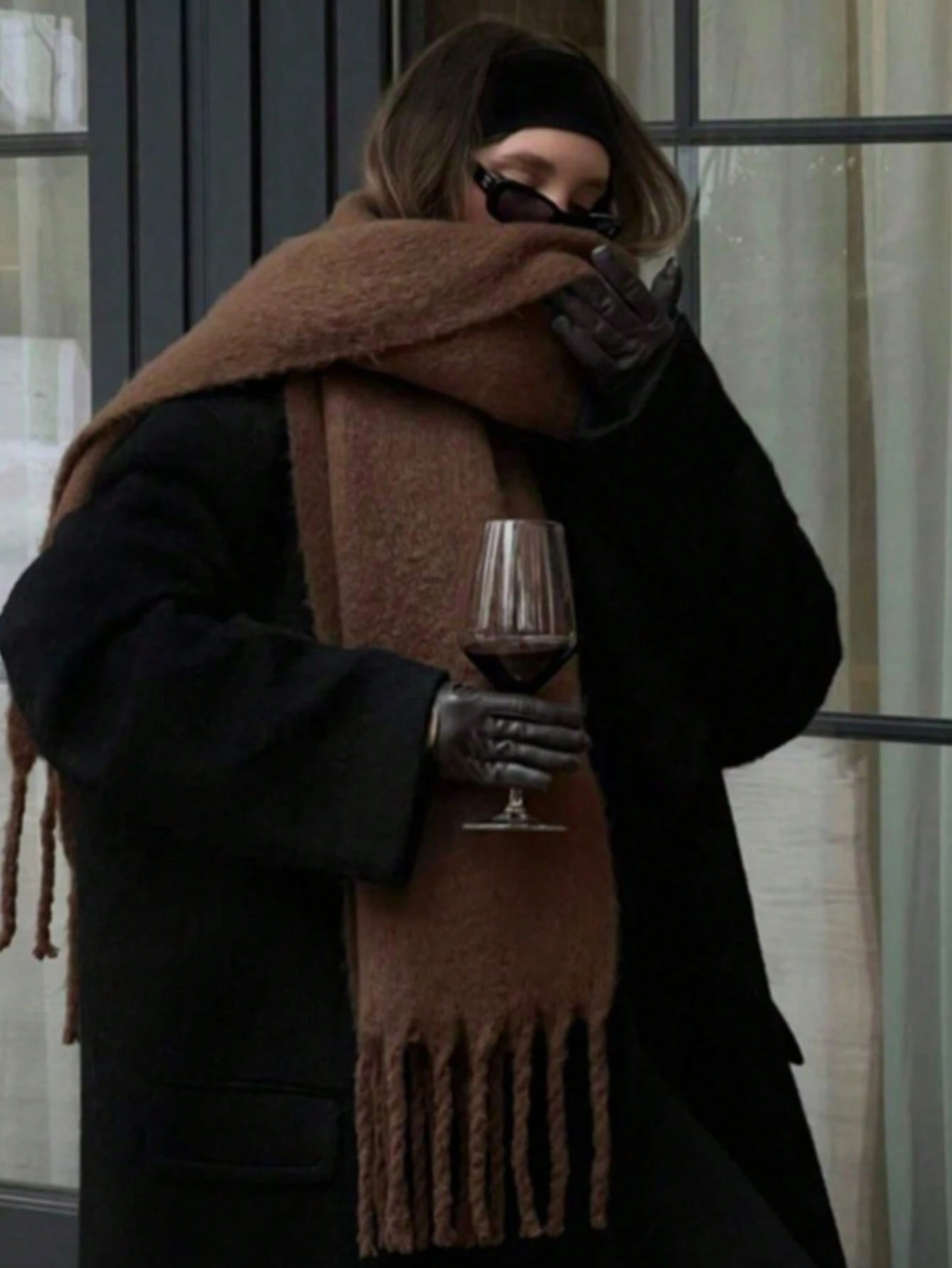 Écharpe de couleur unie, écharpe d'hiver pour femmes, tour de cou quotidien, châle — vue 5