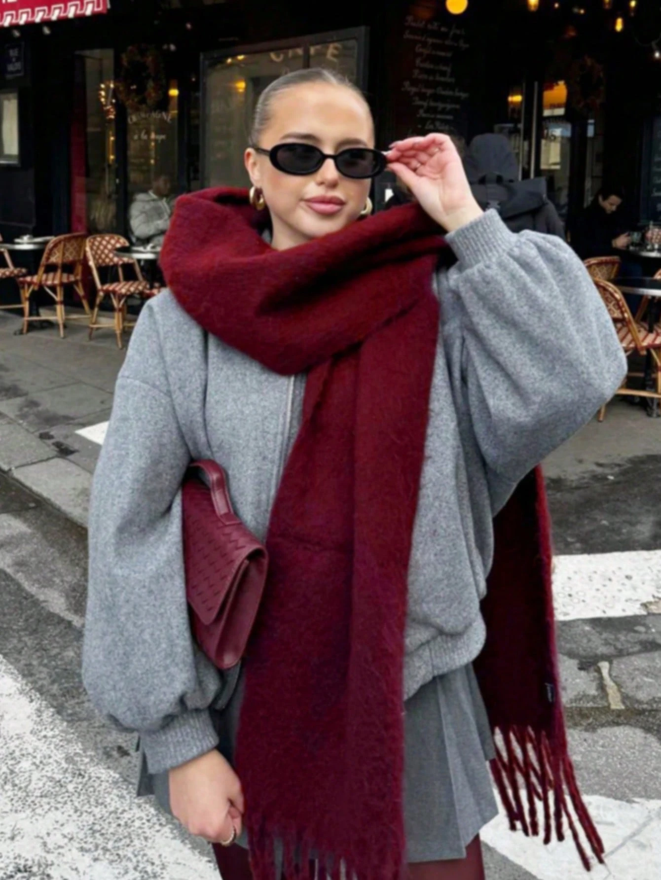 Écharpe de couleur unie, écharpe d'hiver pour femmes, tour de cou quotidien, châle — vue 6