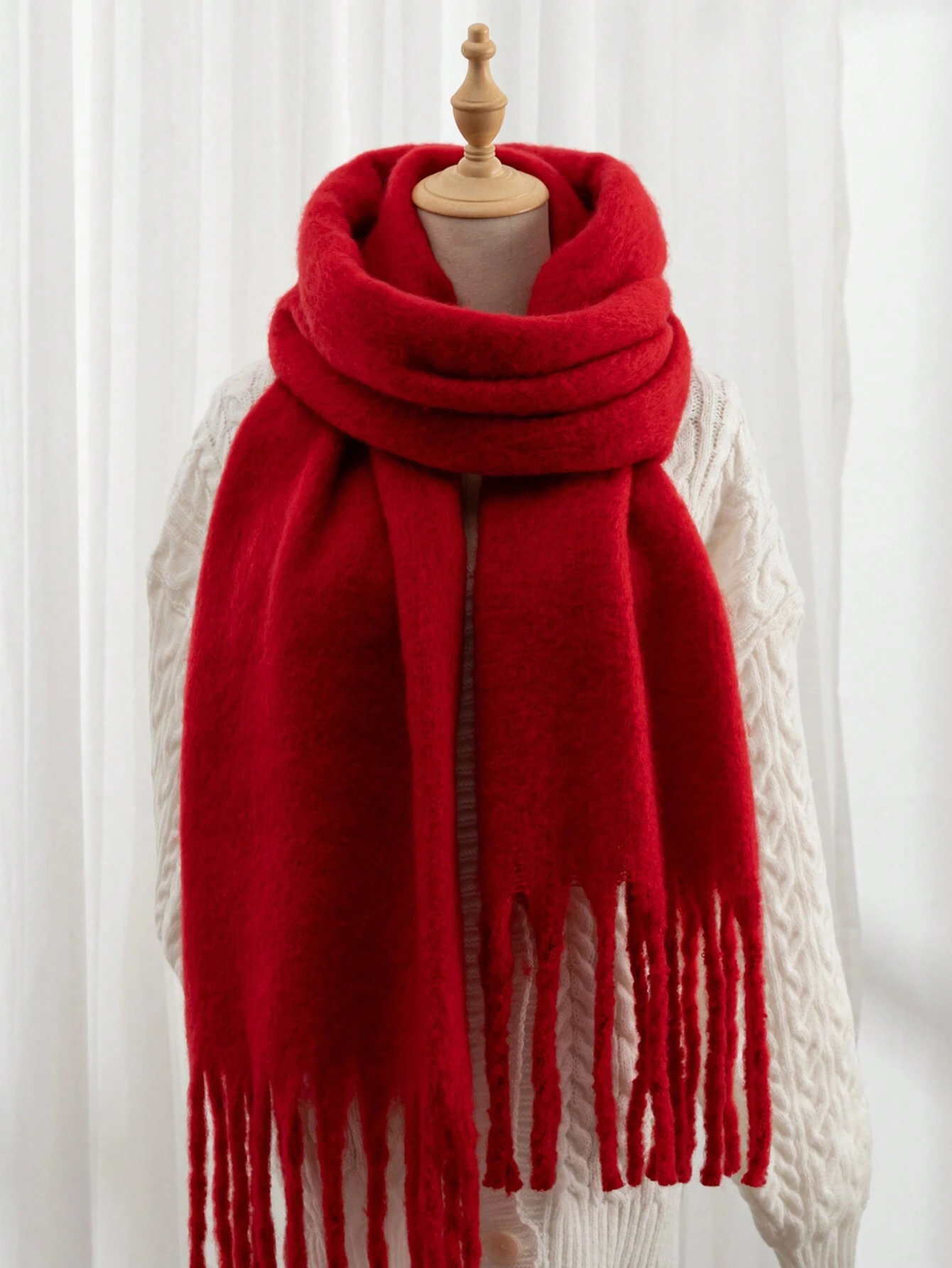 Écharpe de couleur unie, écharpe d'hiver pour femmes, tour de cou quotidien, châle — vue 3