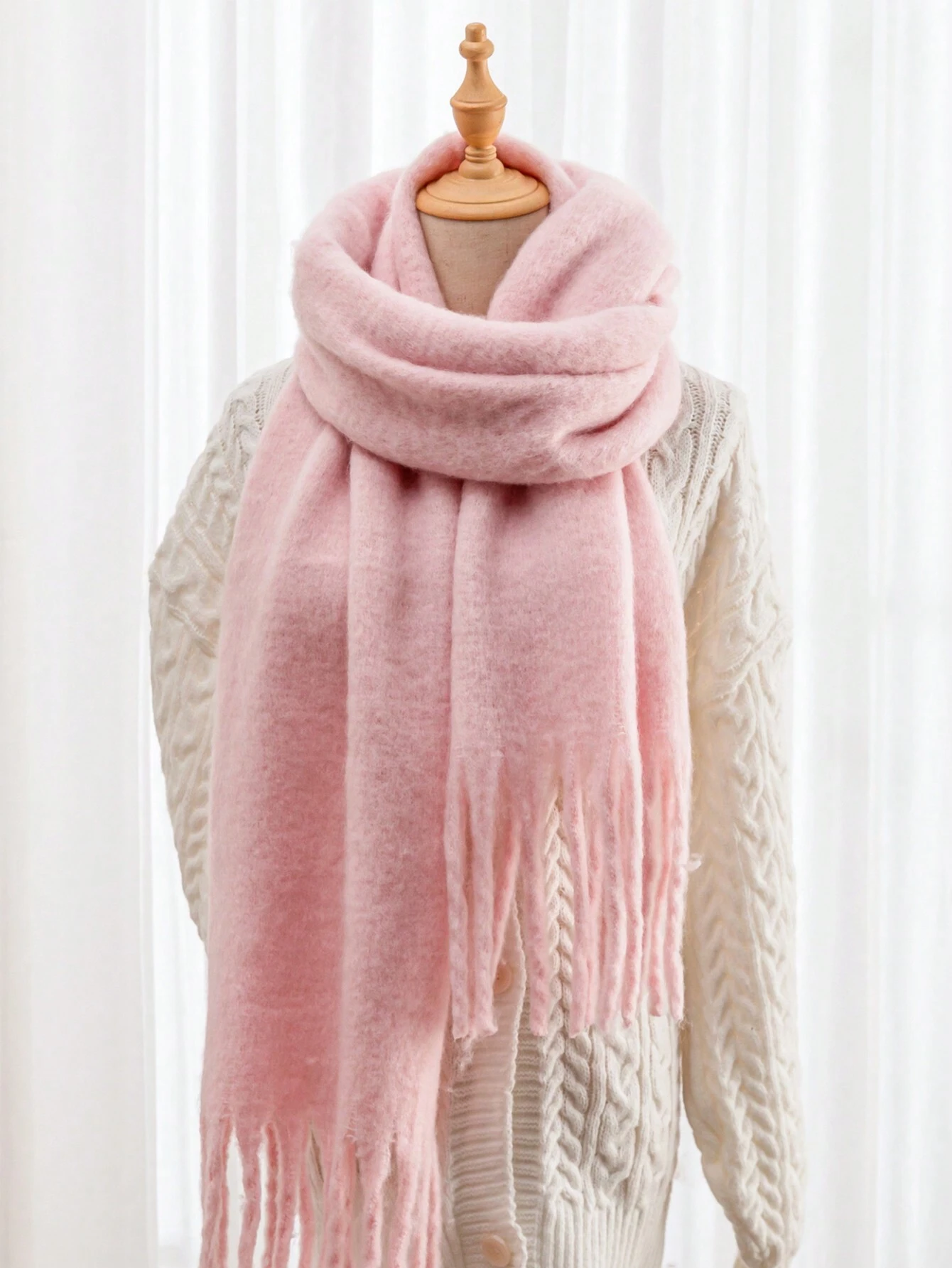 Écharpe de couleur unie, écharpe d'hiver pour femmes, tour de cou quotidien, châle — vue 2