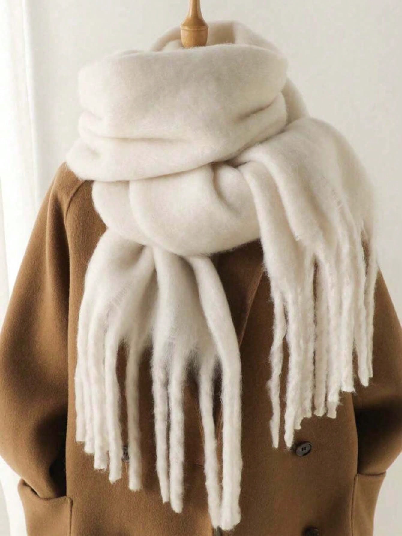 Écharpe à franges en peluche pour femmes, Châle grand chaud & confortable, Écharpe