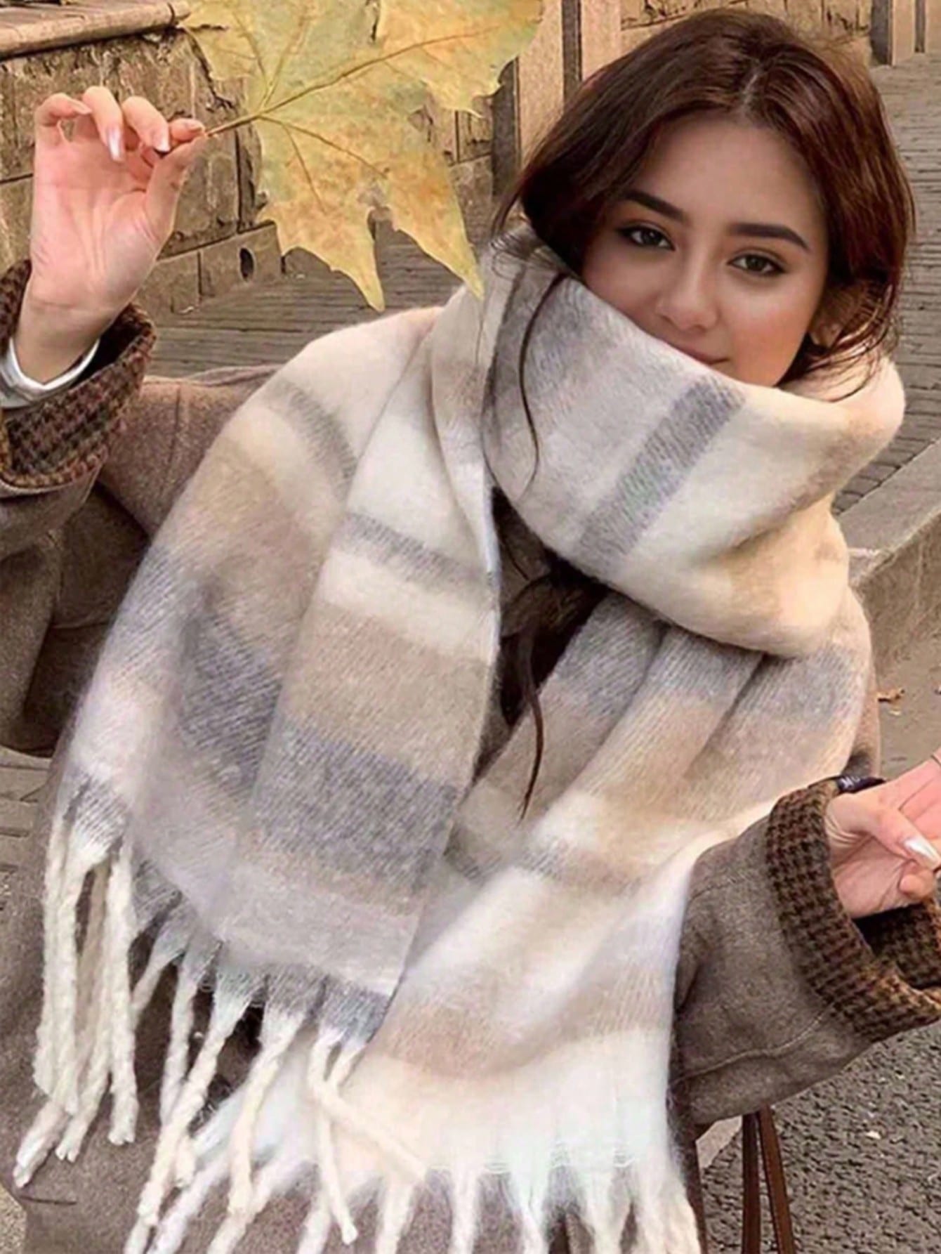 Petit foulard à carreaux, doux et chaud pour l'automne/l'hiver. Écharpes d'hiver pour