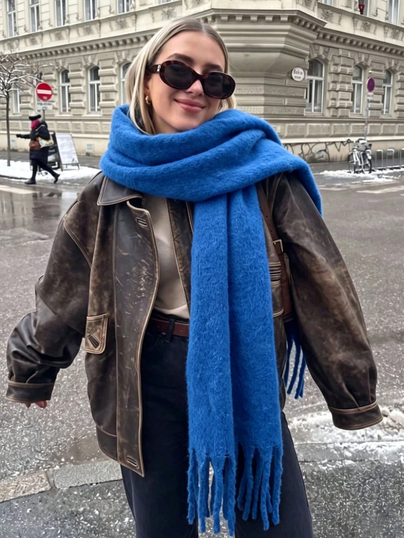 Écharpe de couleur unie, écharpe d'hiver pour femmes, tour de cou quotidien, châle — vue 10