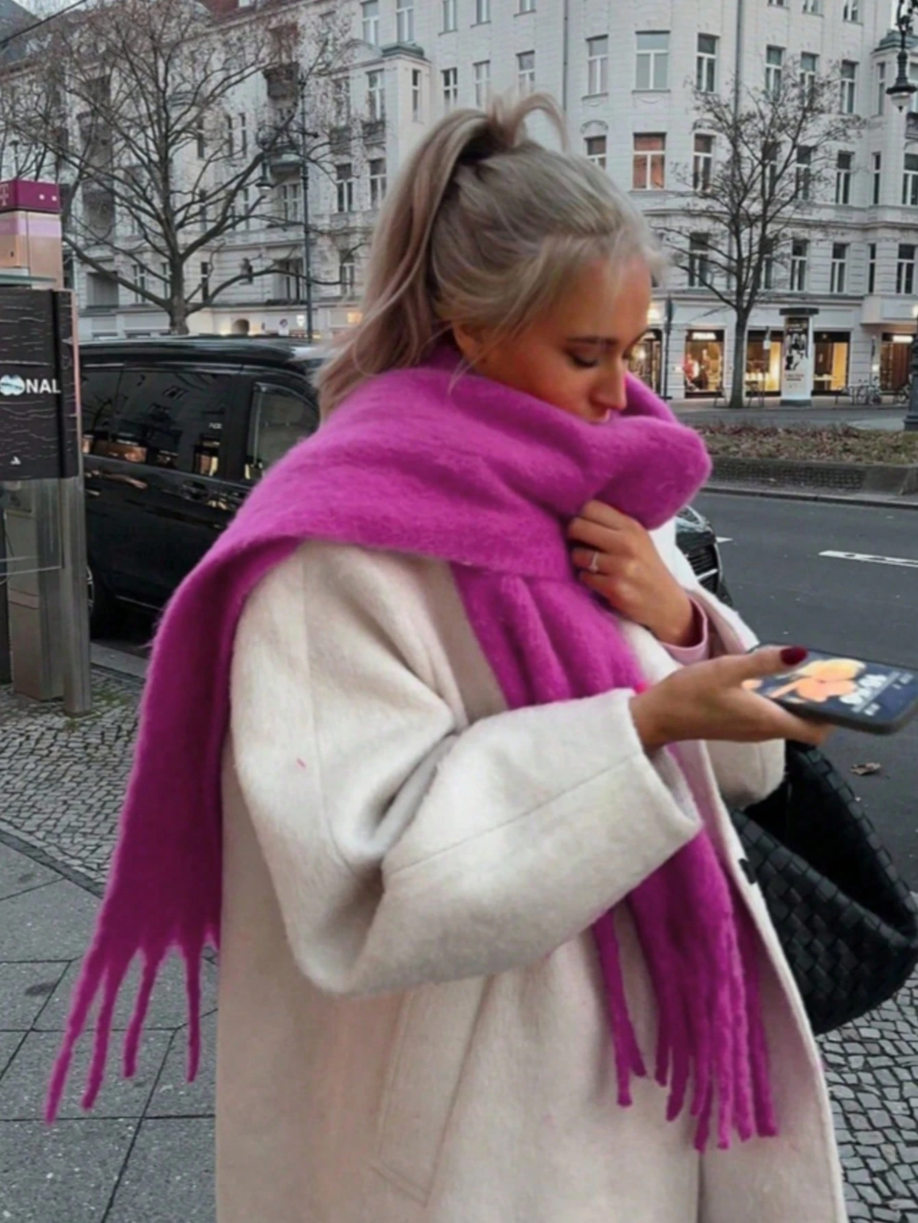 Écharpe de couleur unie, écharpe d'hiver pour femmes, tour de cou quotidien, châle — vue 7