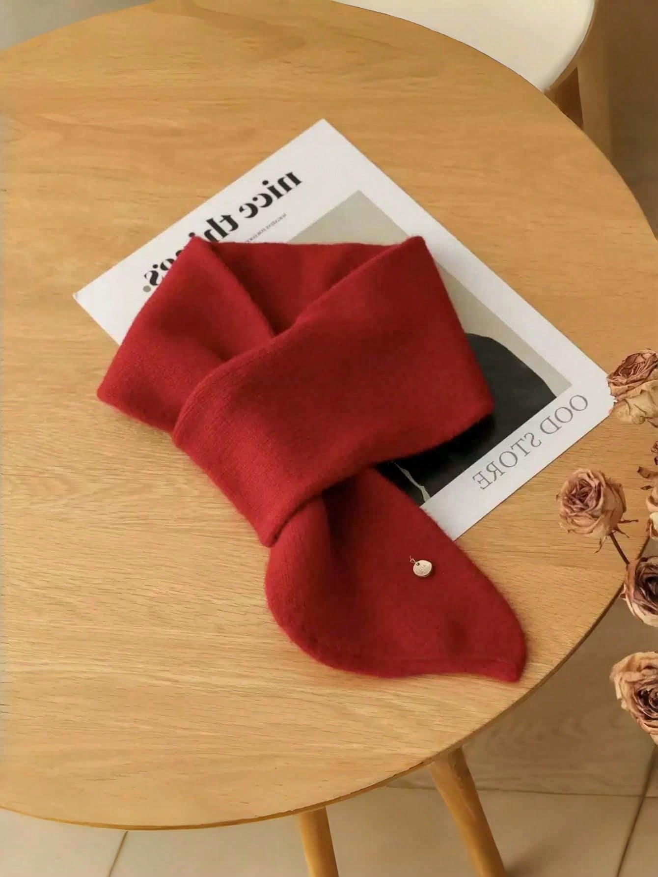 Écharpe en polyester de couleur unie, petite écharpe croisée automne/hiver, tour de cou — vue 8