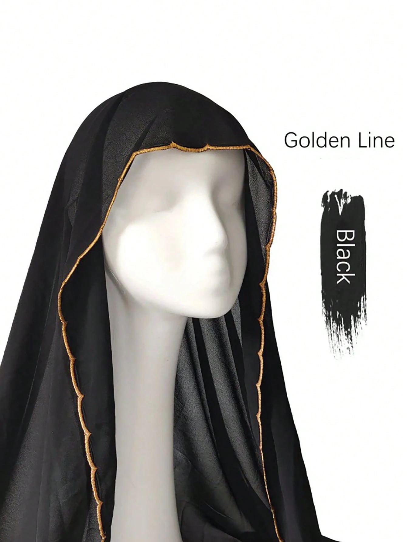 Foulard de tête pour femme 180*70CM couleur unie avec bordure en dentelle élégant en — vue 8