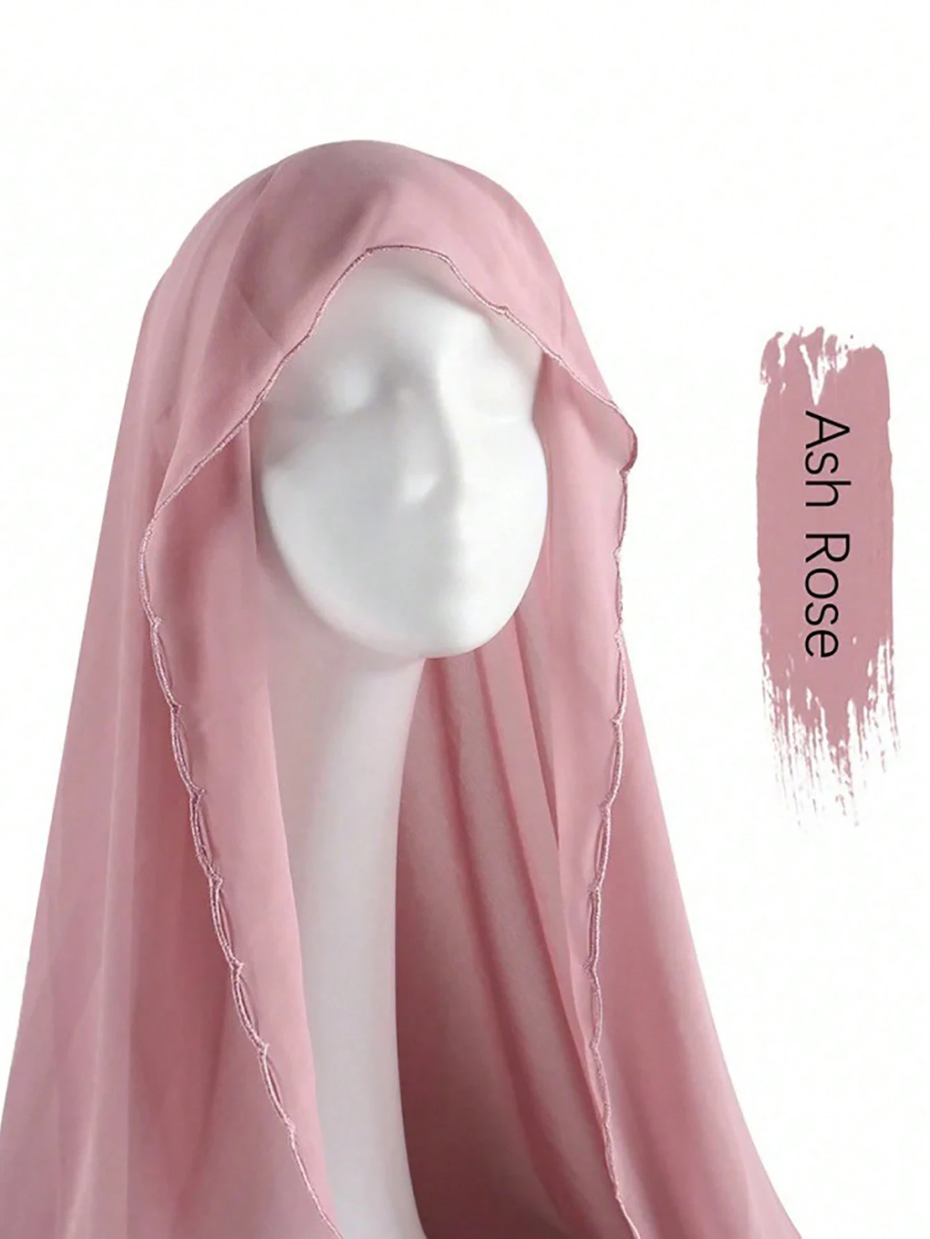 Foulard de tête pour femme 180*70CM couleur unie avec bordure en dentelle élégant en — vue 11