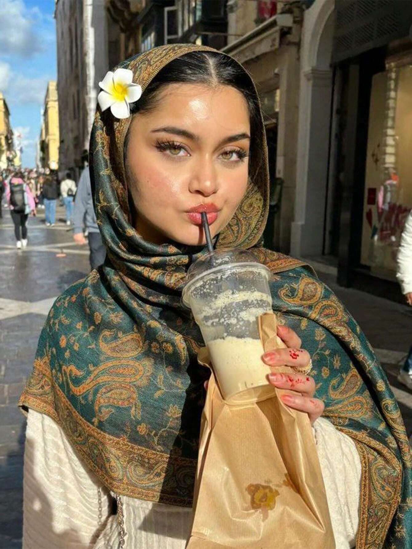 Écharpe pashmina jacquard double face style bohème vintage à motif paisley pour femmes,