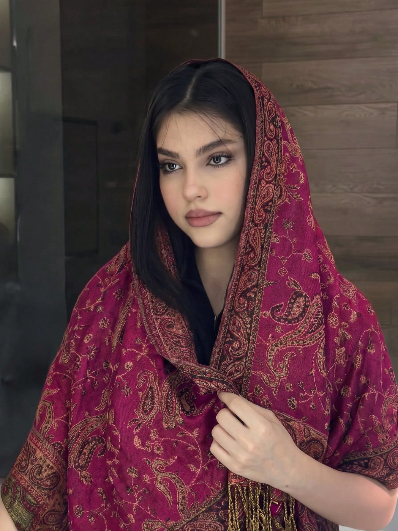 Écharpe pashmina jacquard double face style bohème vintage à motif paisley pour femmes, — vue 8