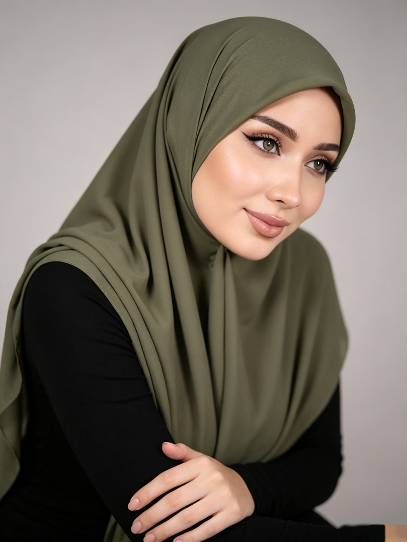 Automne/Hiver Nouveau Hijab Carré Large Couleur Unie pour Femmes — vue 3