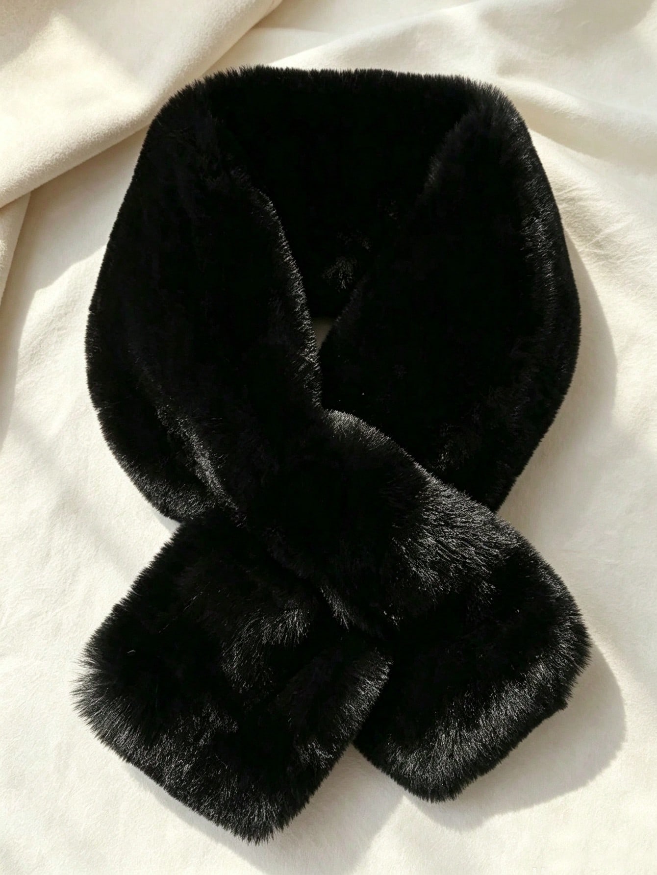 Écharpe de cou croisée en fausse fourrure de lapin pour femmes, douce, moelleuse, épaisse — vue 5