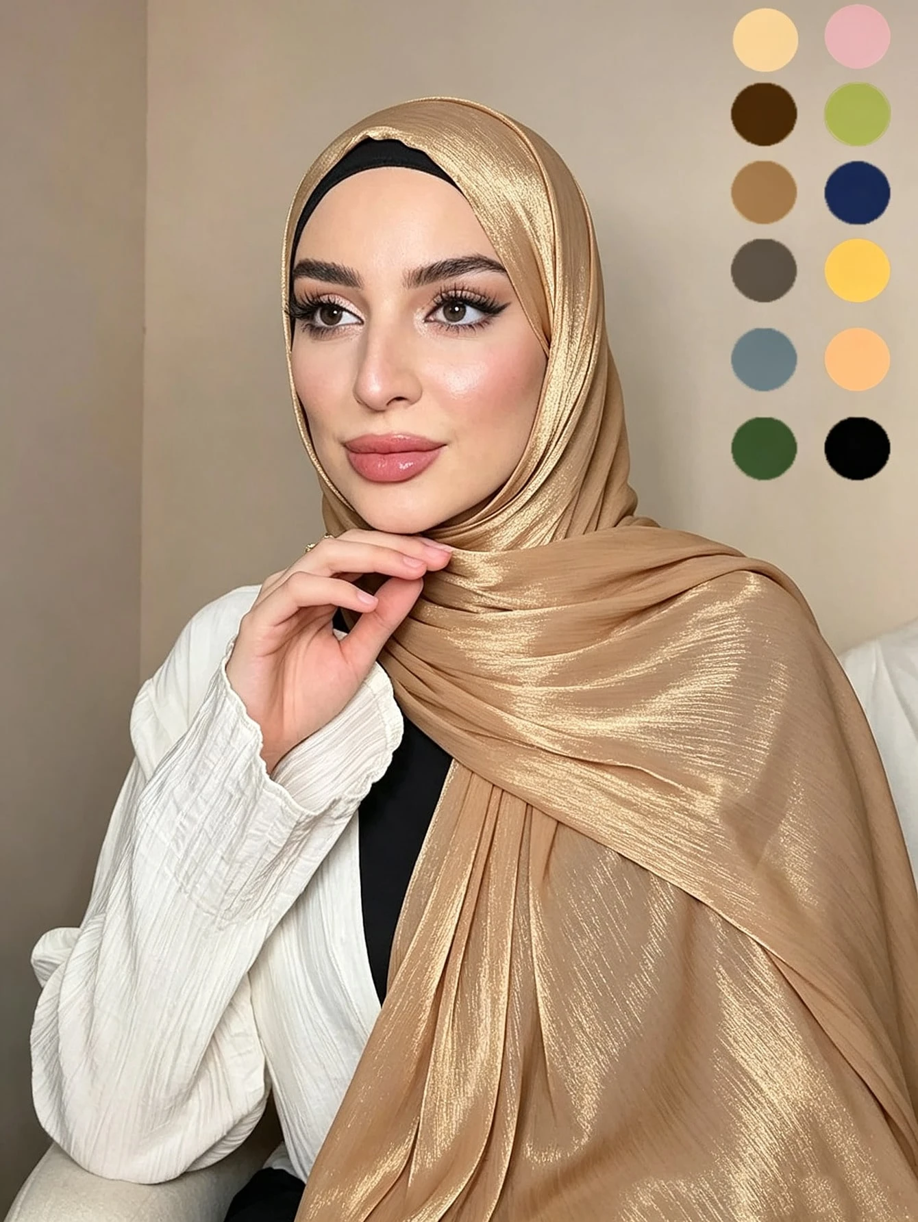 Automne/Hiver Nouveau Hijab Carré Large Couleur Unie pour Femmes — vue 2