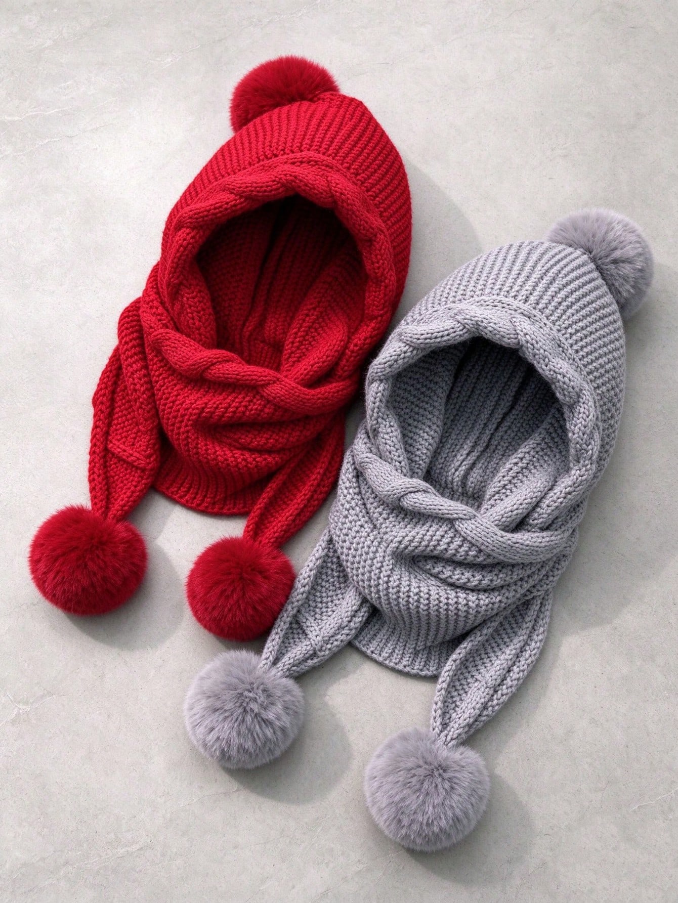 Bonnet tricoté femme automne/hiver avec écharpe intégrée, design épais et chaud pour la — vue 11
