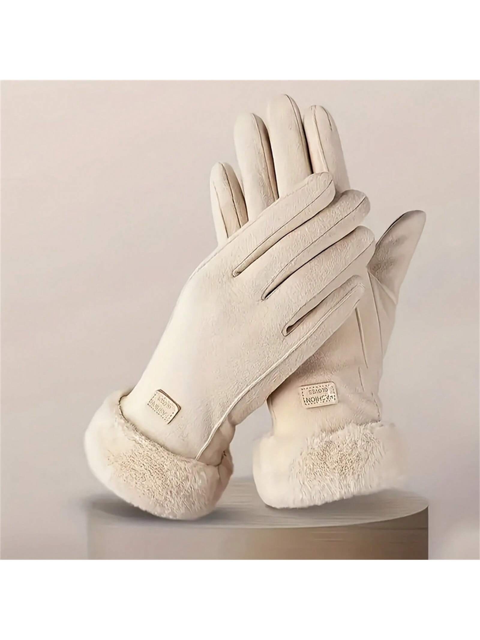 1 paire de gants d'hiver doublés de polaire avec écran tactile, épais et chauds, unisexe,