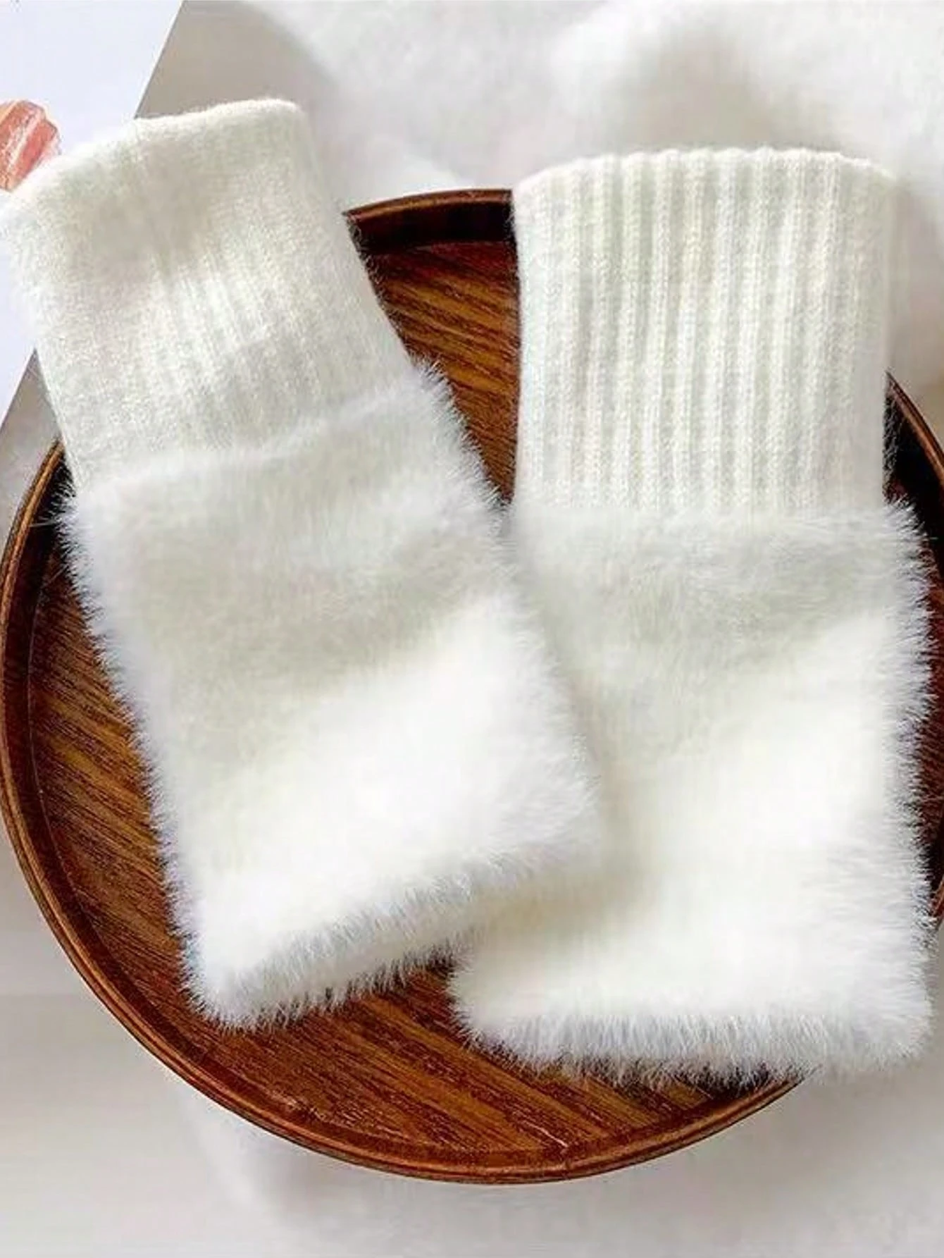 1/2 paires de gants à demi-doigts tricotés de couleur unie chauds pour femmes, gants de — vue 4